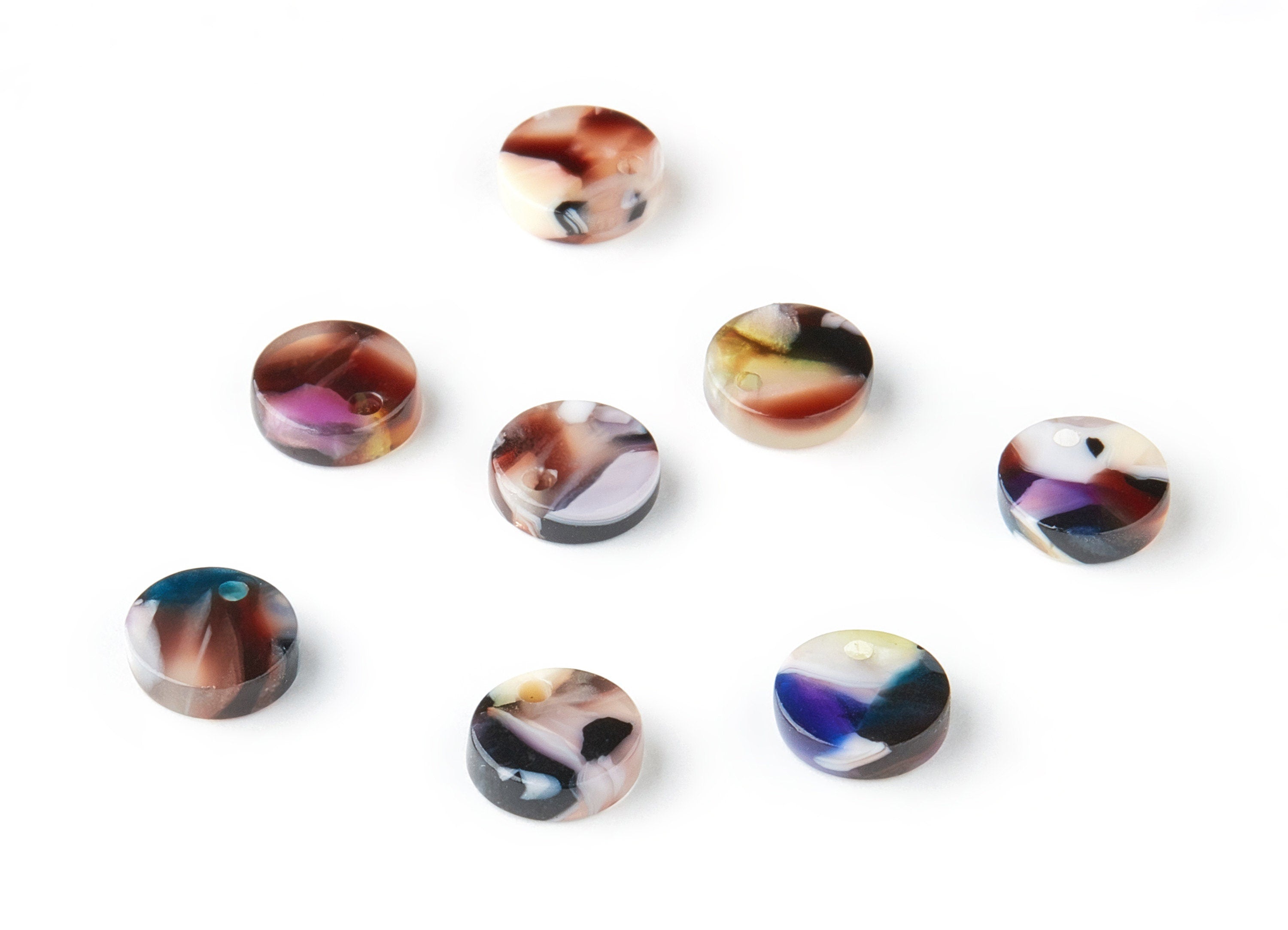 Acetate Round Earring Charms - Acrylic Coin Pendant - Earring Findings - Jewelry Supplies - Color Code:A11 - 8.82x8.82x2.7mm - AC1116-A11 - DOMEDBAZAAR