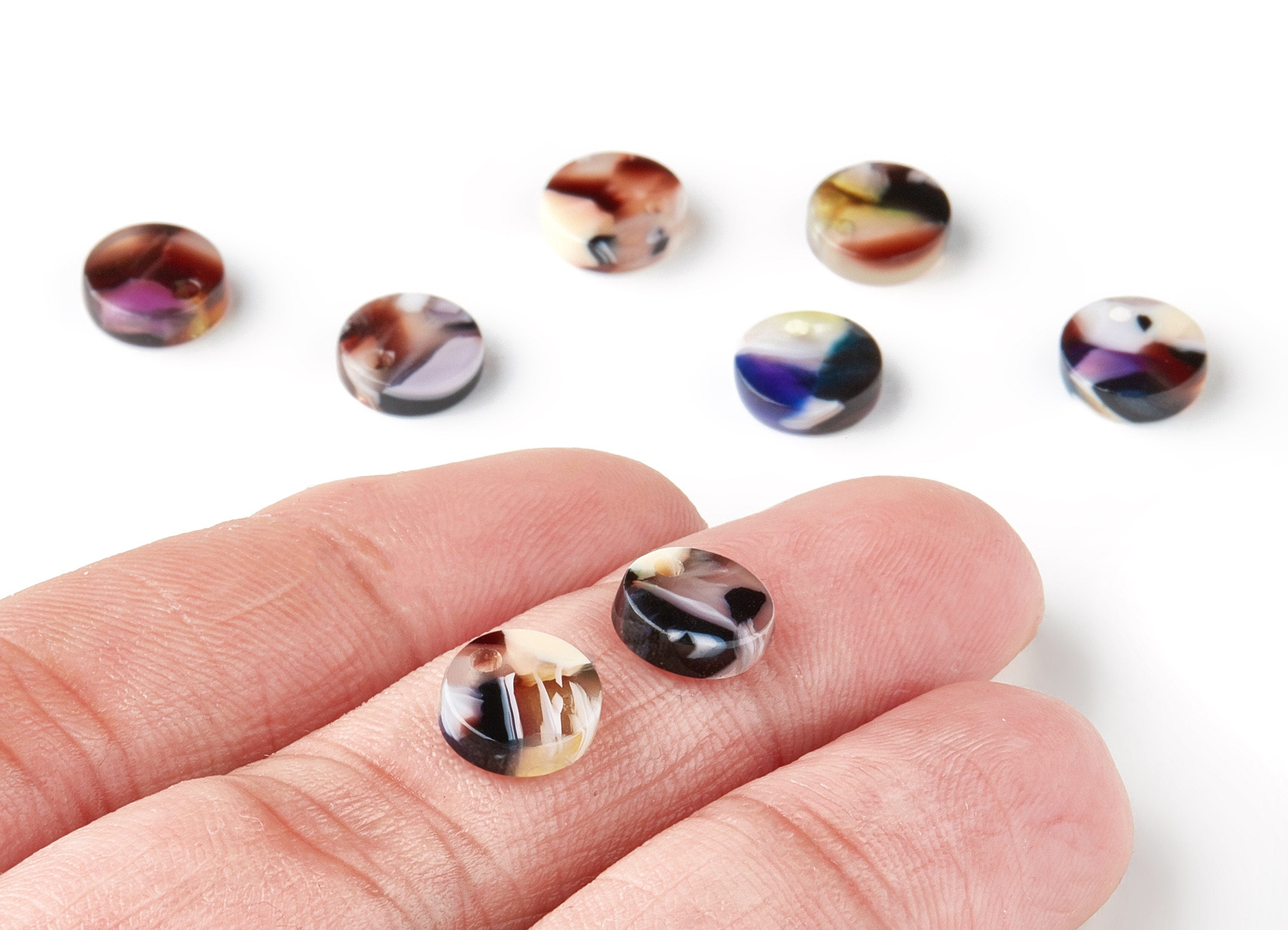 Acetate Round Earring Charms - Acrylic Coin Pendant - Earring Findings - Jewelry Supplies - Color Code:A11 - 8.82x8.82x2.7mm - AC1116-A11 - DOMEDBAZAAR