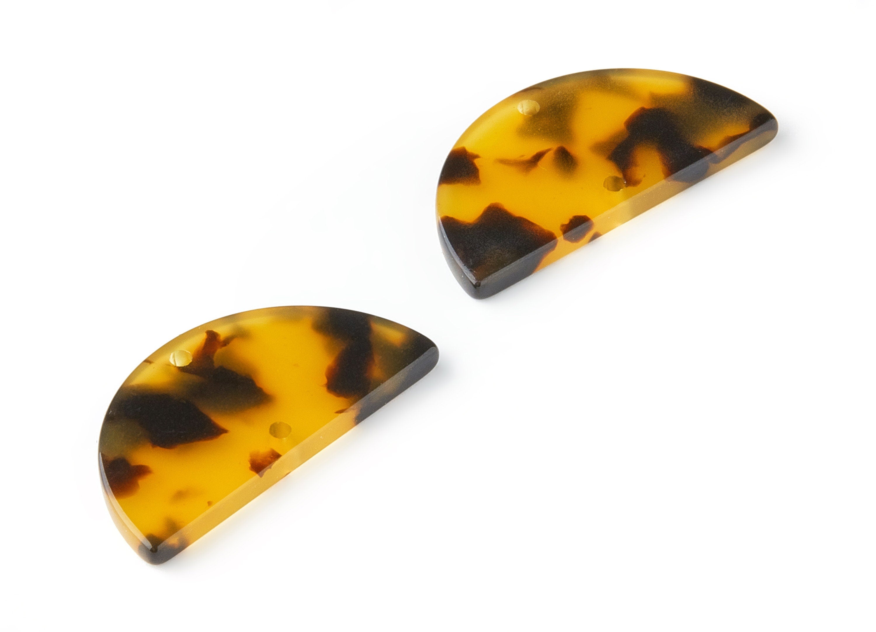 Acetate Semicircle Connector Charms - 2 Holes Tortoise Shell Earring - Semicircle Earring - Color Code: A02 - 30x15x2.5mm - AC1061-A02 - DOMEDBAZAAR