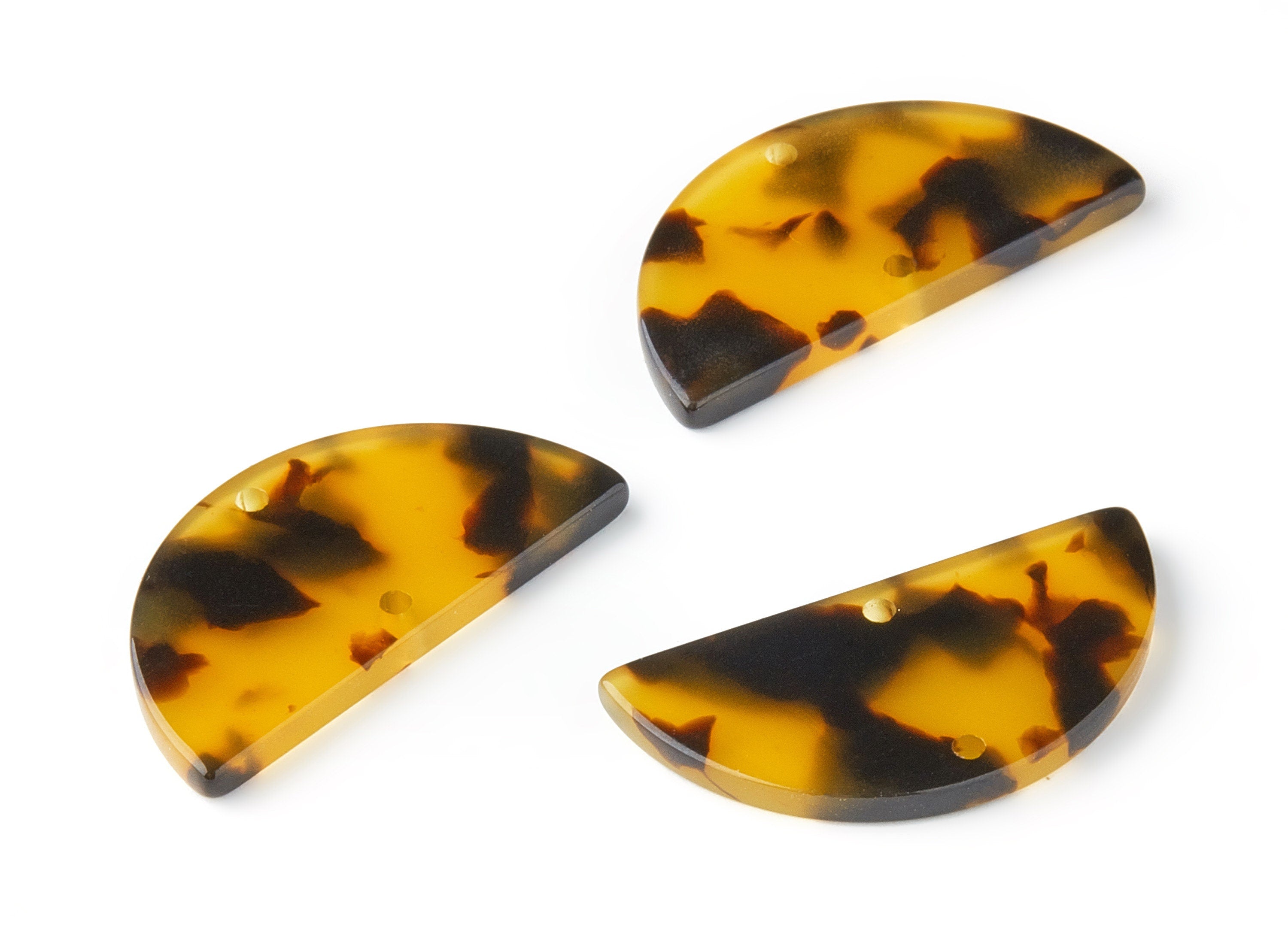 Acetate Semicircle Connector Charms - 2 Holes Tortoise Shell Earring - Semicircle Earring - Color Code: A02 - 30x15x2.5mm - AC1061-A02 - DOMEDBAZAAR