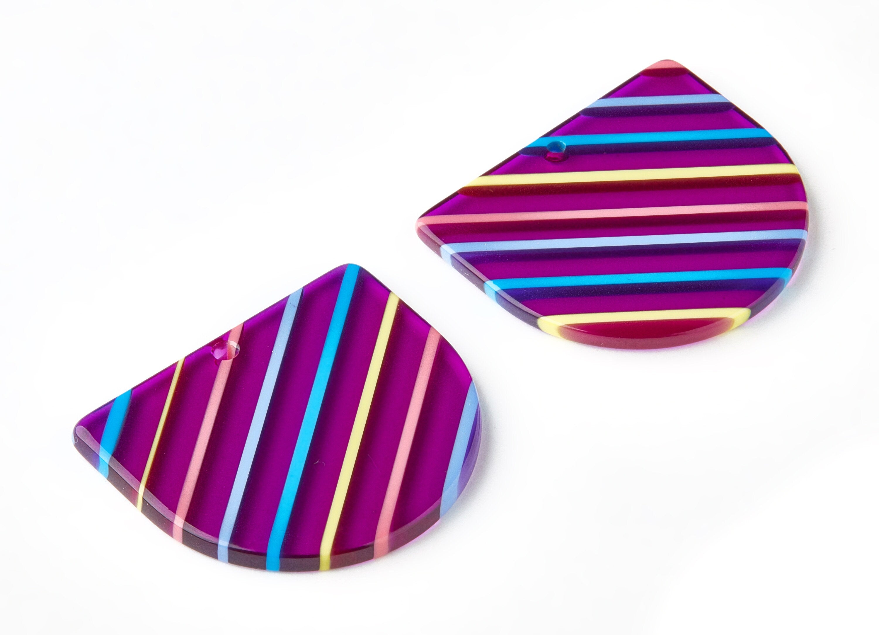 Acrylic D Earring Charms - D Shaped Pendant - Earring Findings - Jewelry Supplies - Color Code:A65 - 33.43x29.25x2.7mm - AC1094Q2 - DOMEDBAZAAR