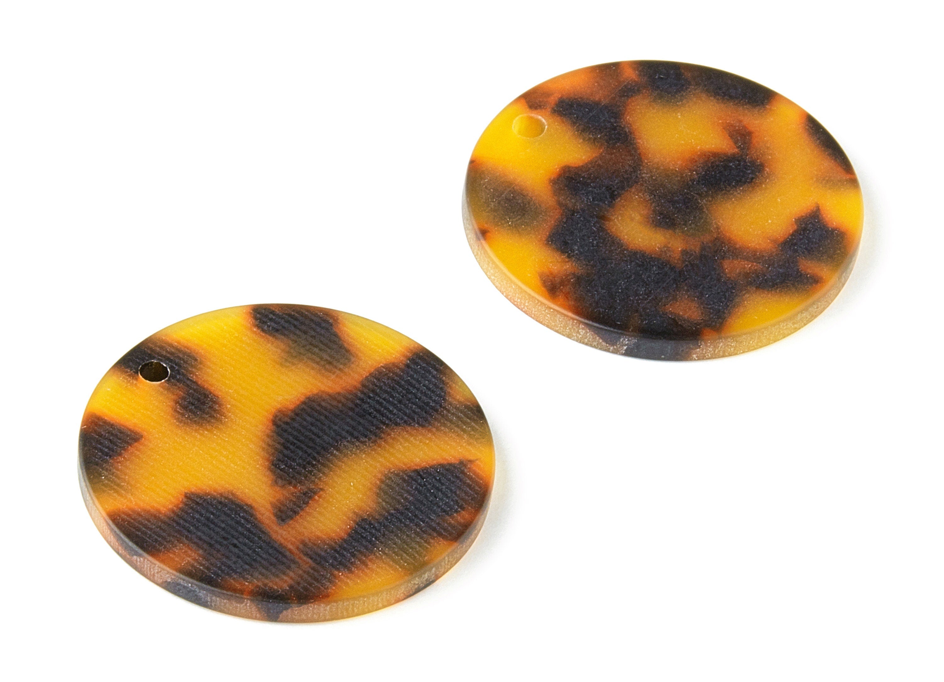 Acetate Round Charms - Matte Tortoise Shell Earrings - Round Earrings and Pendant - Color Code:A264 - 29.67x29.67x2.5mm - AC1639-A264 - DOMEDBAZAAR