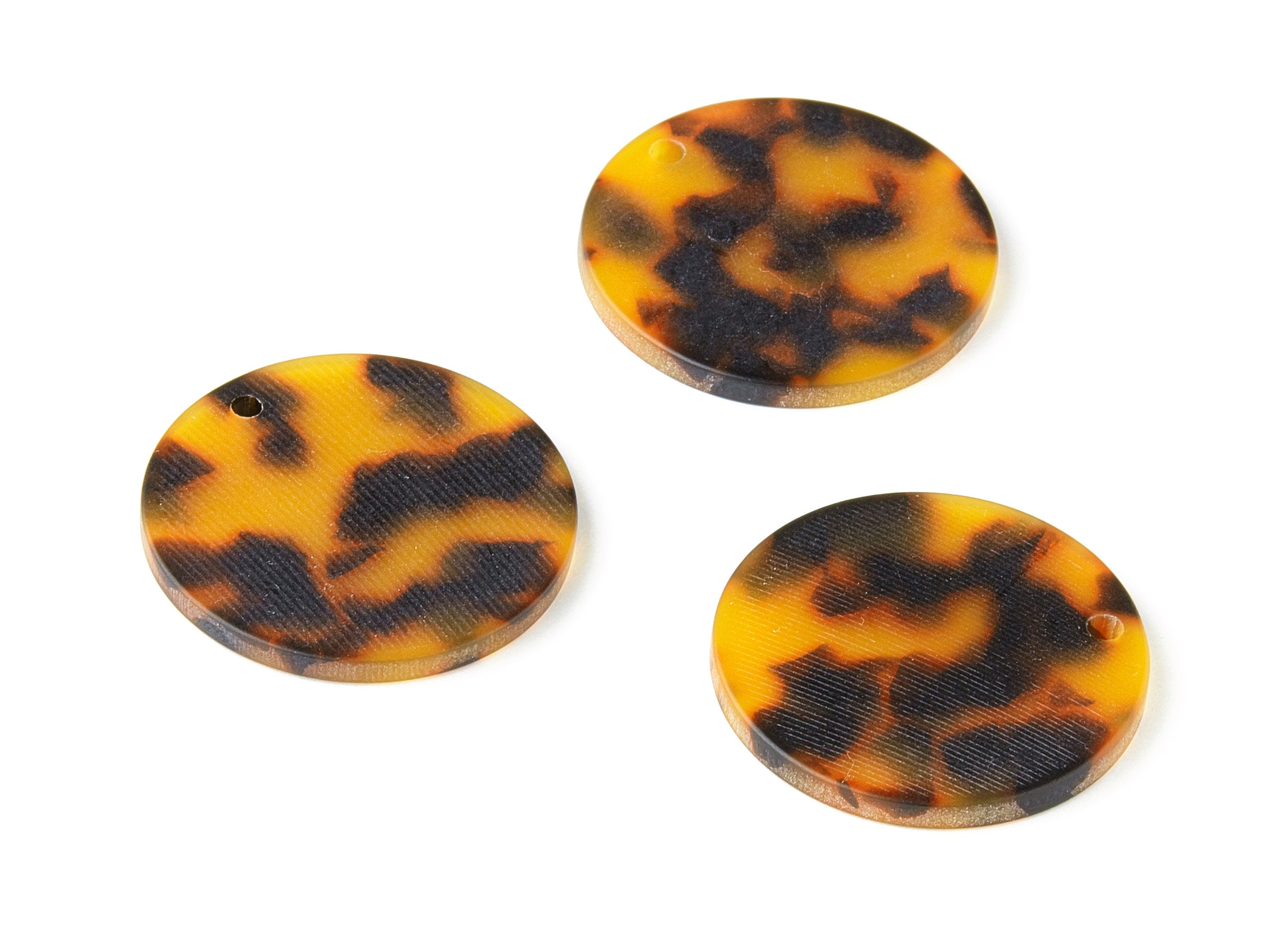 Acetate Round Charms - Matte Tortoise Shell Earrings - Round Earrings and Pendant - Color Code:A264 - 29.67x29.67x2.5mm - AC1639-A264 - DOMEDBAZAAR