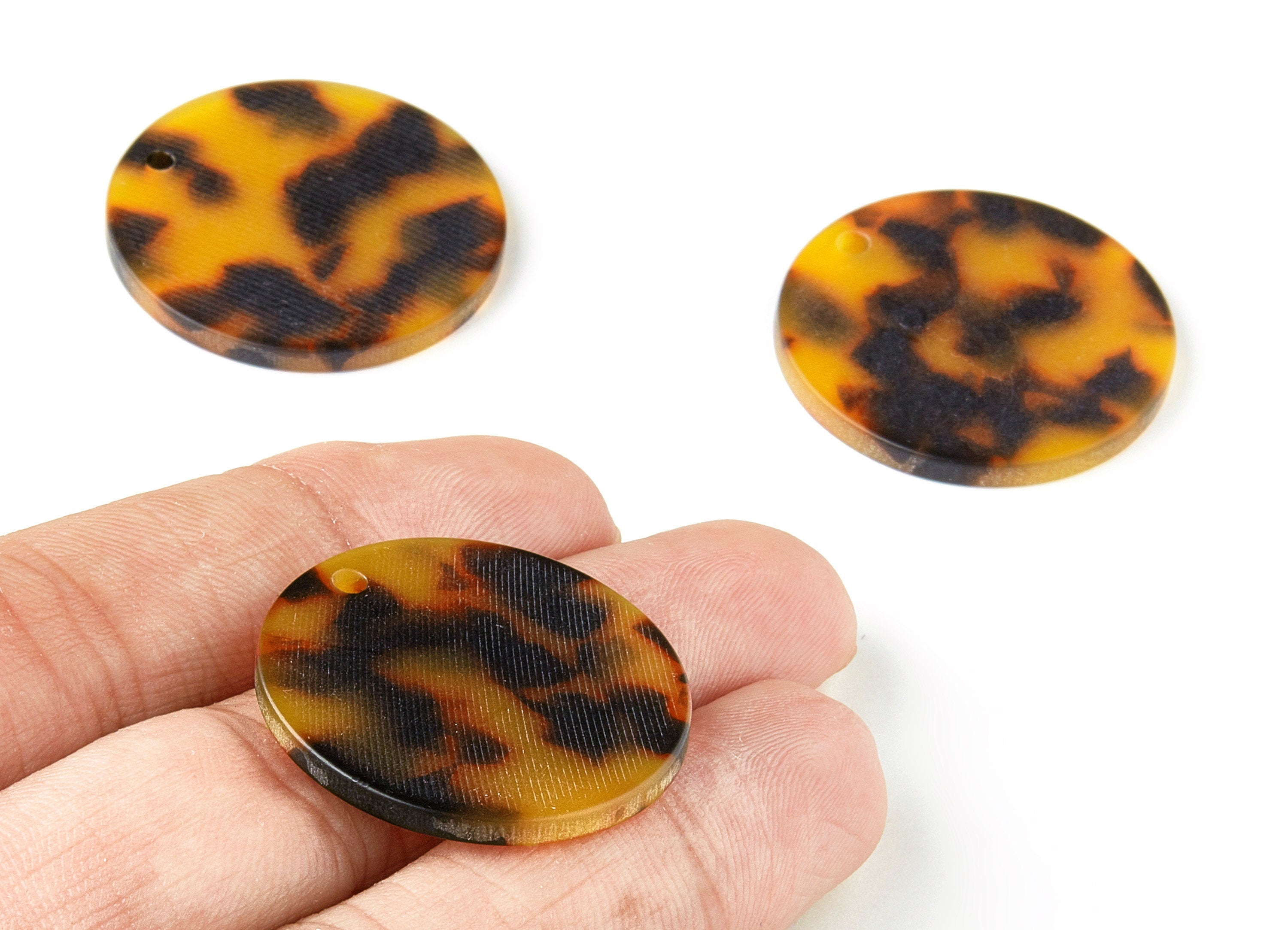 Acetate Round Charms - Matte Tortoise Shell Earrings - Round Earrings and Pendant - Color Code:A264 - 29.67x29.67x2.5mm - AC1639-A264 - DOMEDBAZAAR