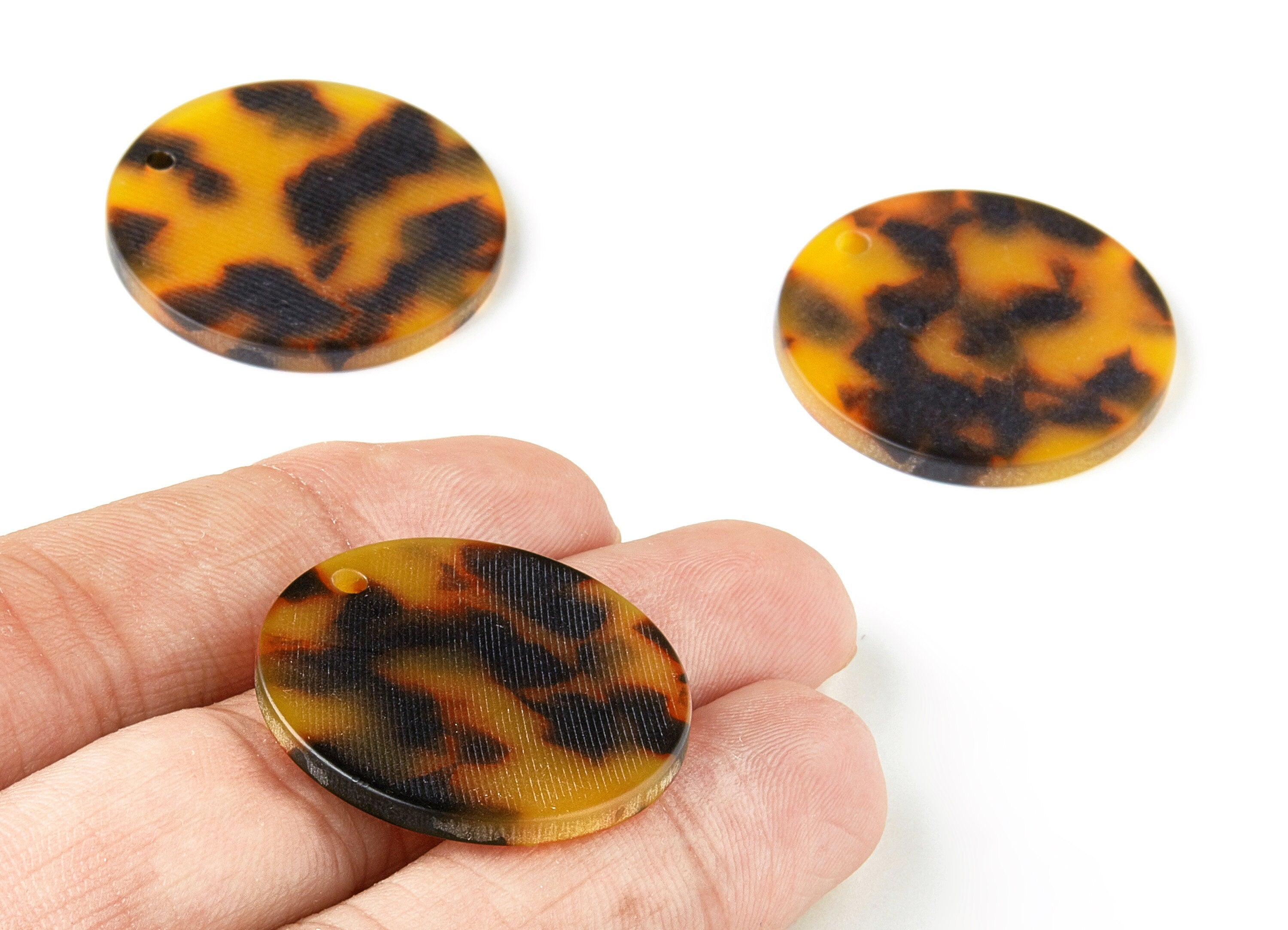 Acetate Round Charms - Matte Tortoise Shell Earrings - Round Earrings and Pendant - Color Code:A294 - 29.67x29.67x2.5mm - AC1639-A294 - DOMEDBAZAAR