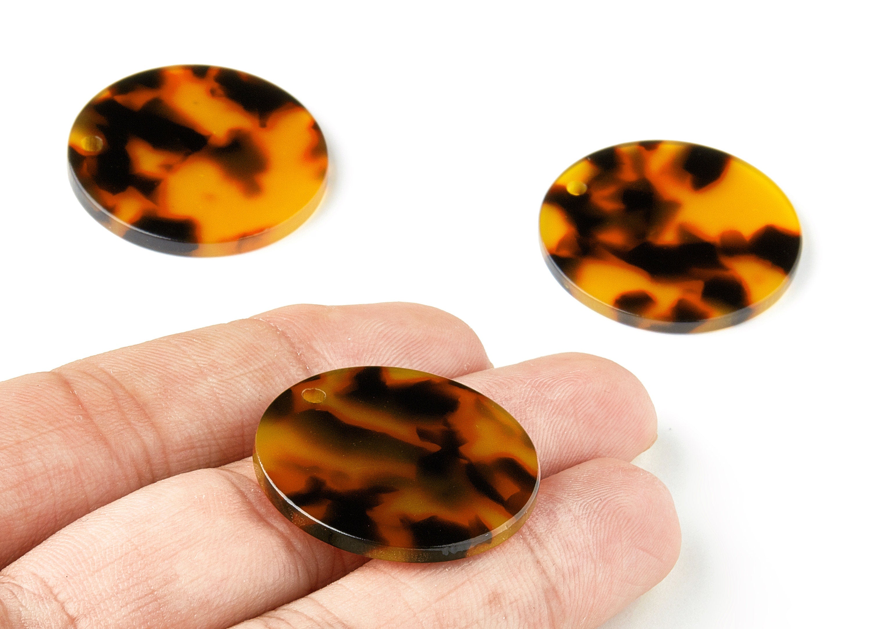 Acetate Round Charms - Tortoise Shell Earrings - Round Earrings and Pendant - Color Code:A04 - 29.67x29.67x2.5mm - AC1639-A04 - DOMEDBAZAAR