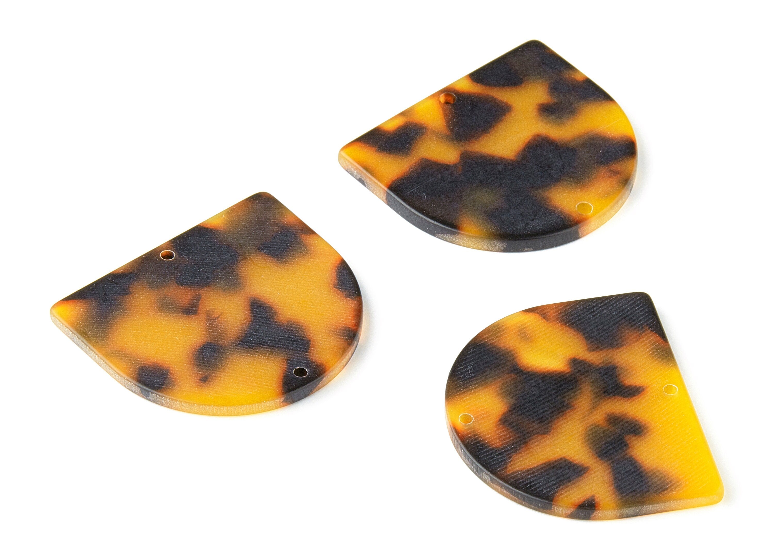 Acetate D Connector - Matte Tortoise Shell Earrings - D Charms - Jewelry Making Supplies - Color Code: A294 - 34x29.21x2.5mm - AC1634-A294 - DOMEDBAZAAR