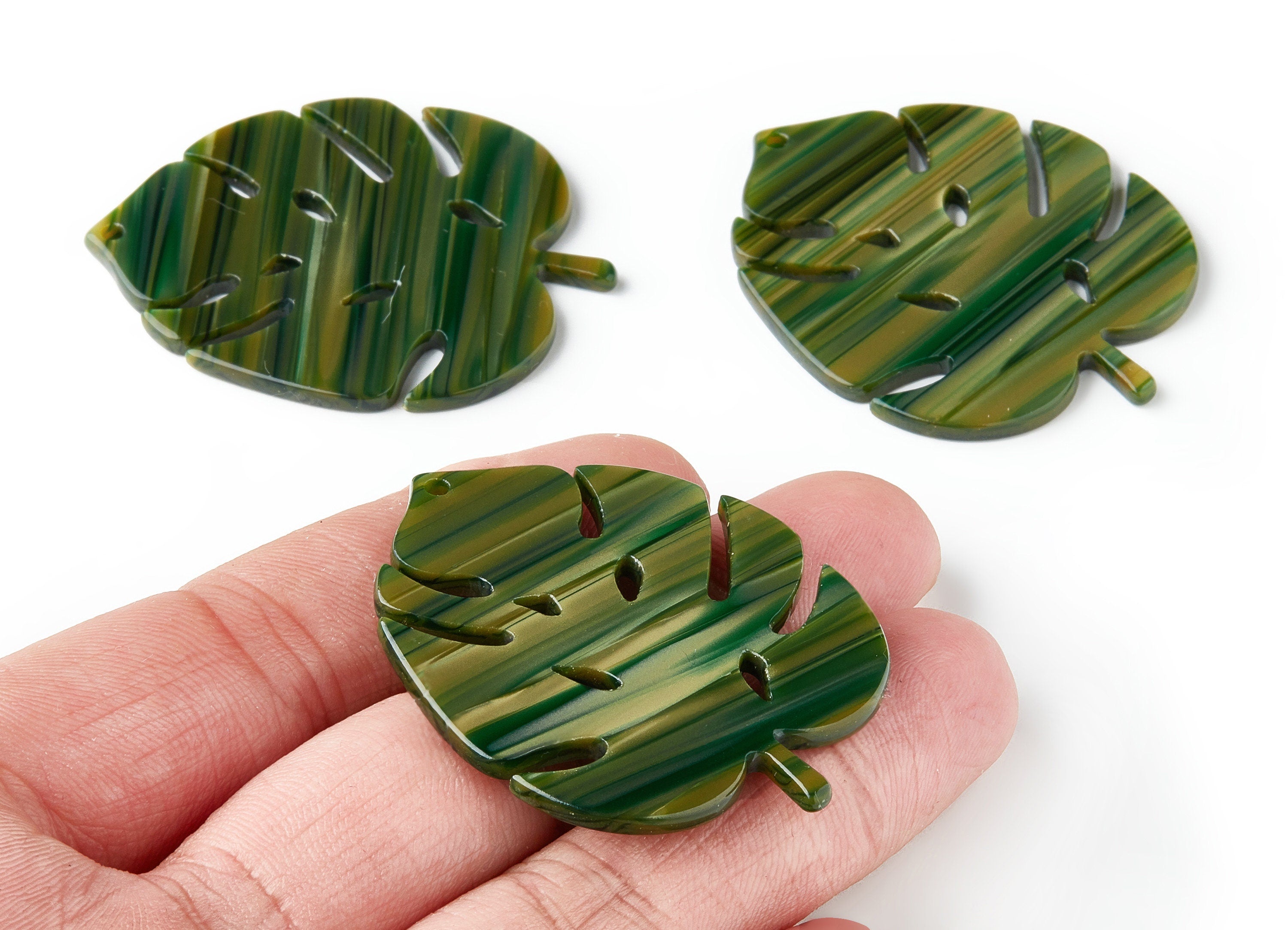 Acetate Leaf Earring Charms - Leaf Shaped Pendant - Earring Findings - Jewelry Supplies - Color Code: A78 - 49.9x41.1x2.36mm - AC1436B - DOMEDBAZAAR
