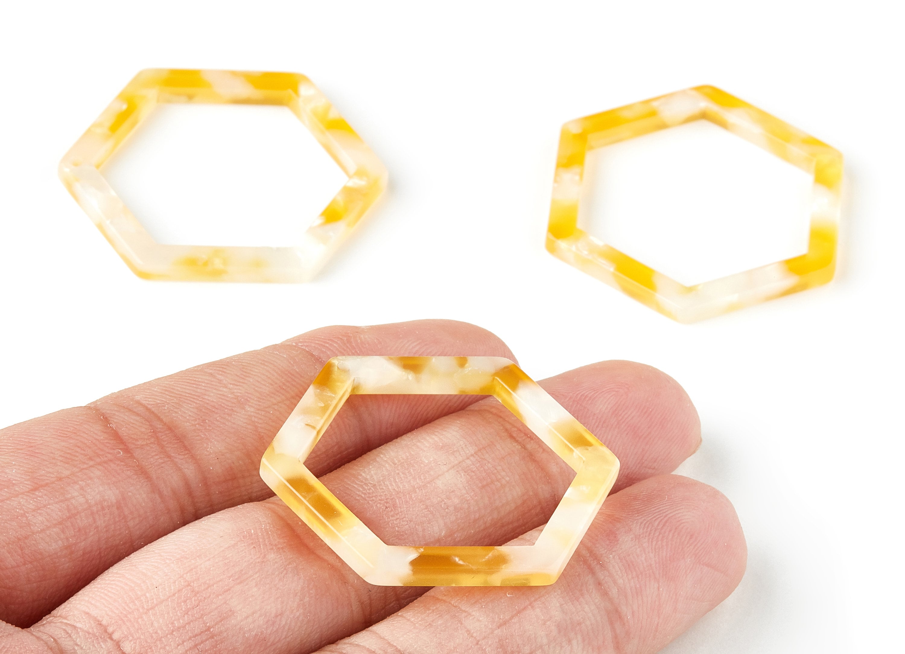 Acetate Hexagon Charms - Hexagon Earrings and Pendant - Earring Findings - 1 Hole - Color Code: A43 - 37.2x32.6x2.95mm - AC1124-A43 - DOMEDBAZAAR