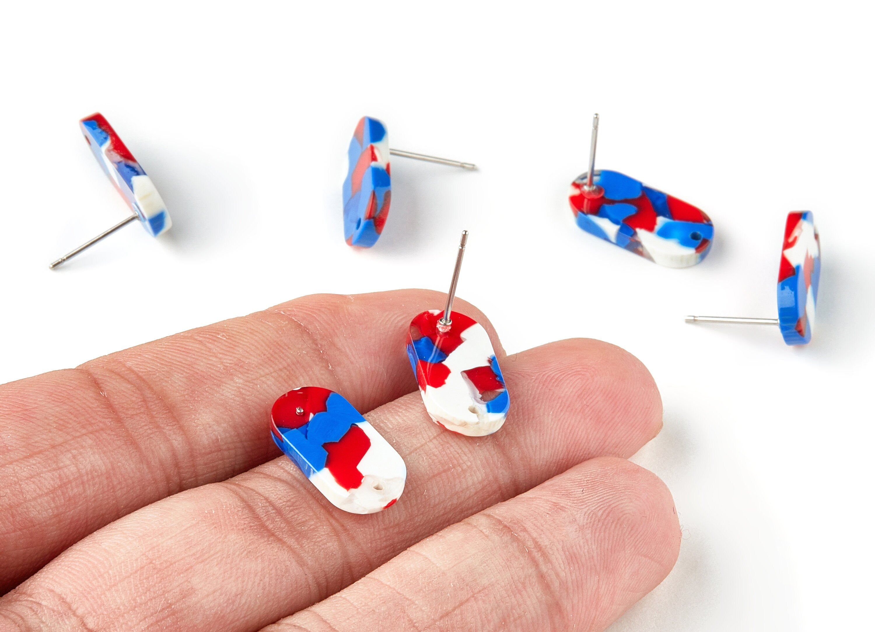 Acetate Oval Earring Stud - Oval Earring Post and Stud - Earring Findings - Color Code: A73 - 17.67x8.75x2.48mm - AC1630-A73 - DOMEDBAZAAR