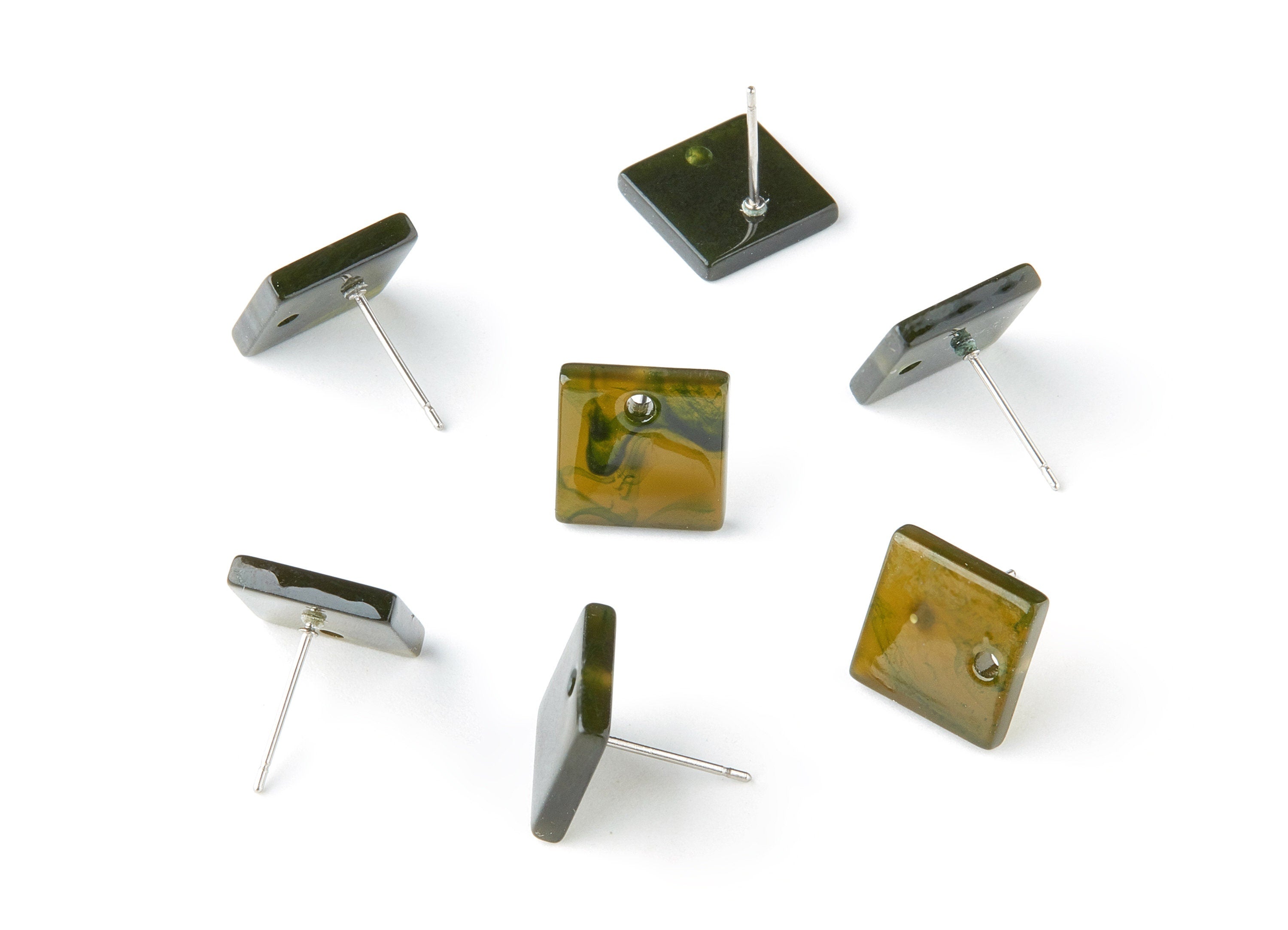 Acetate Square Earring Stud - Acetate Square Earring Post - Earring Post - Jewelry Supplies - Color Code:A136 - 11.7x11.7x2.6mm- AC1140K - DOMEDBAZAAR
