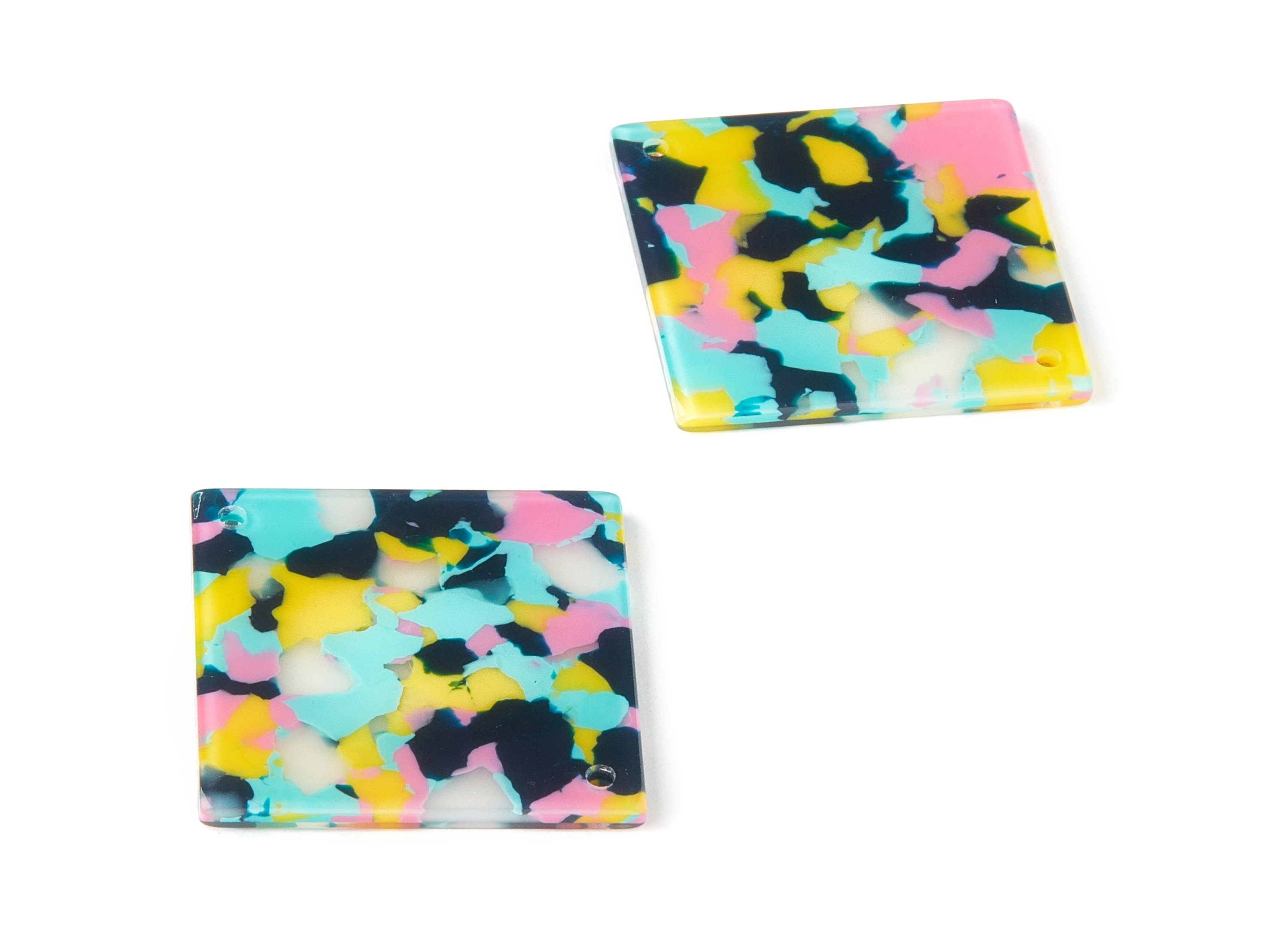 Acetate Square Charms - Square Earrings and Pendant - 2 Holes Earrings - Jewelry Supplies - Color Code: A111 - 30x30.13x2.33mm - AC1079-A111 - DOMEDBAZAAR