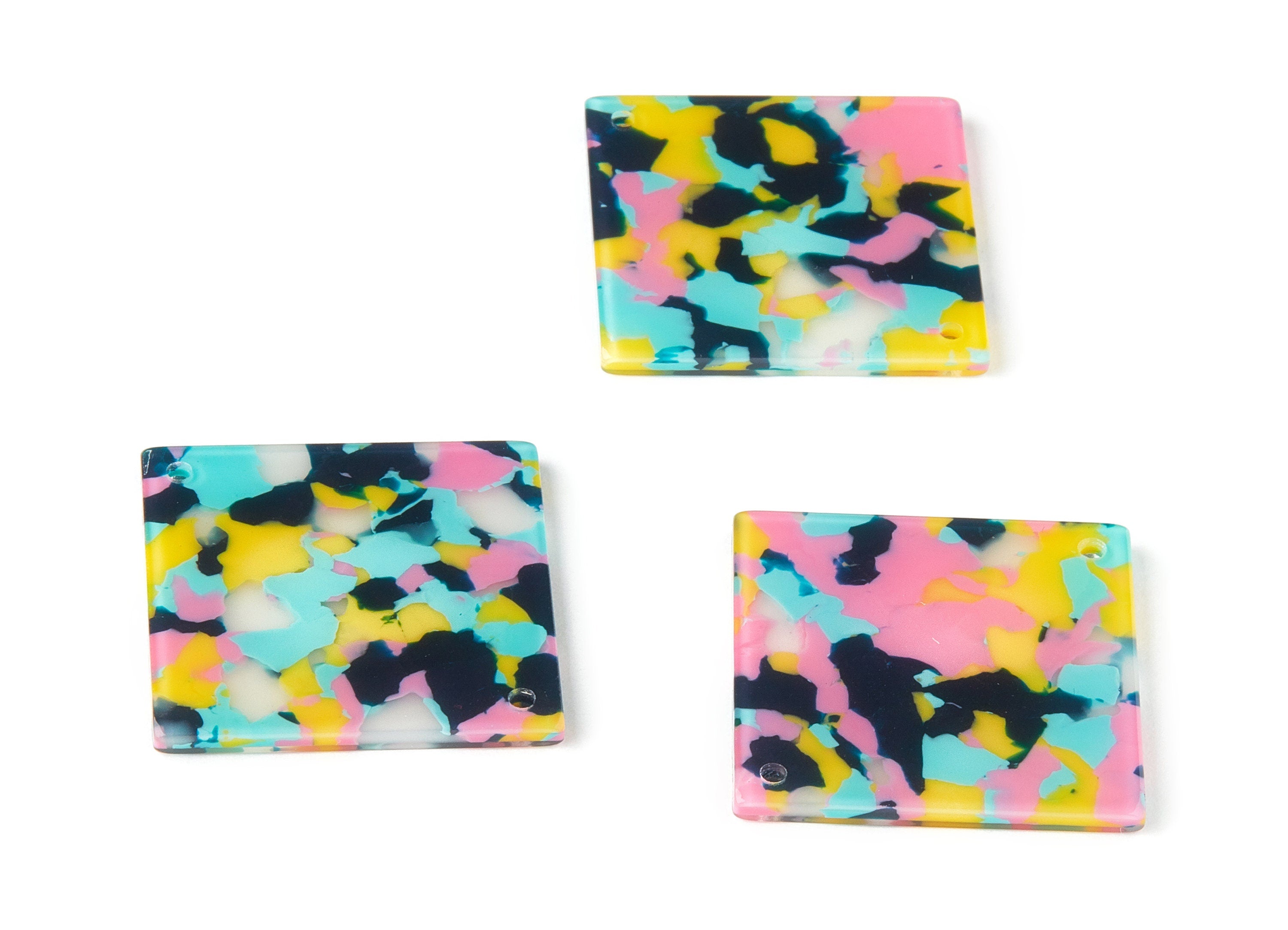 Acetate Square Charms - Square Earrings and Pendant - 2 Holes Earrings - Jewelry Supplies - Color Code: A111 - 30x30.13x2.33mm - AC1079-A111 - DOMEDBAZAAR