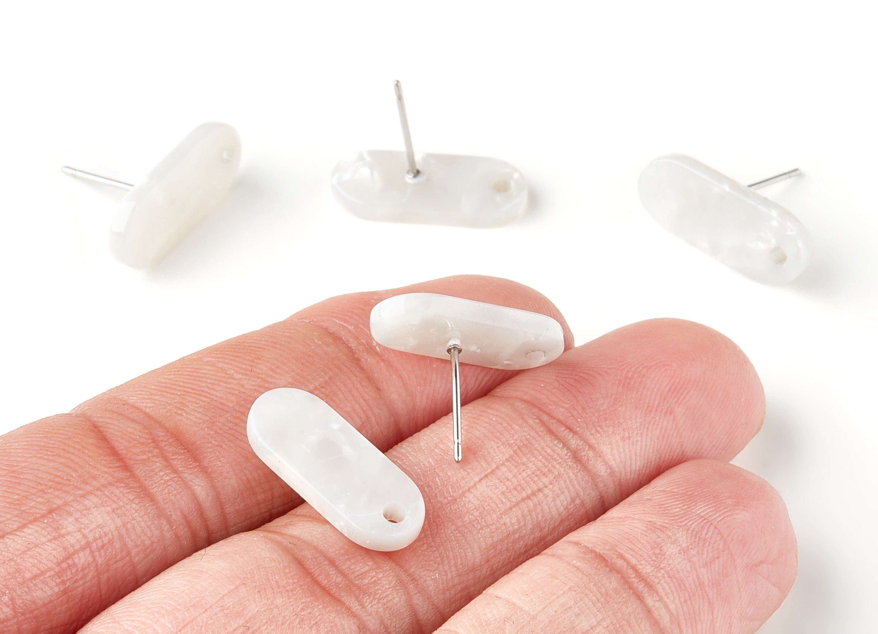 Acetate Oval Earring Post - Acrylic Oval Earring Stud - Earring Post - Jewelry Supplies - Color Code:A12 - 18.78x7.85x2.7mm - AC1276-A12 - DOMEDBAZAAR