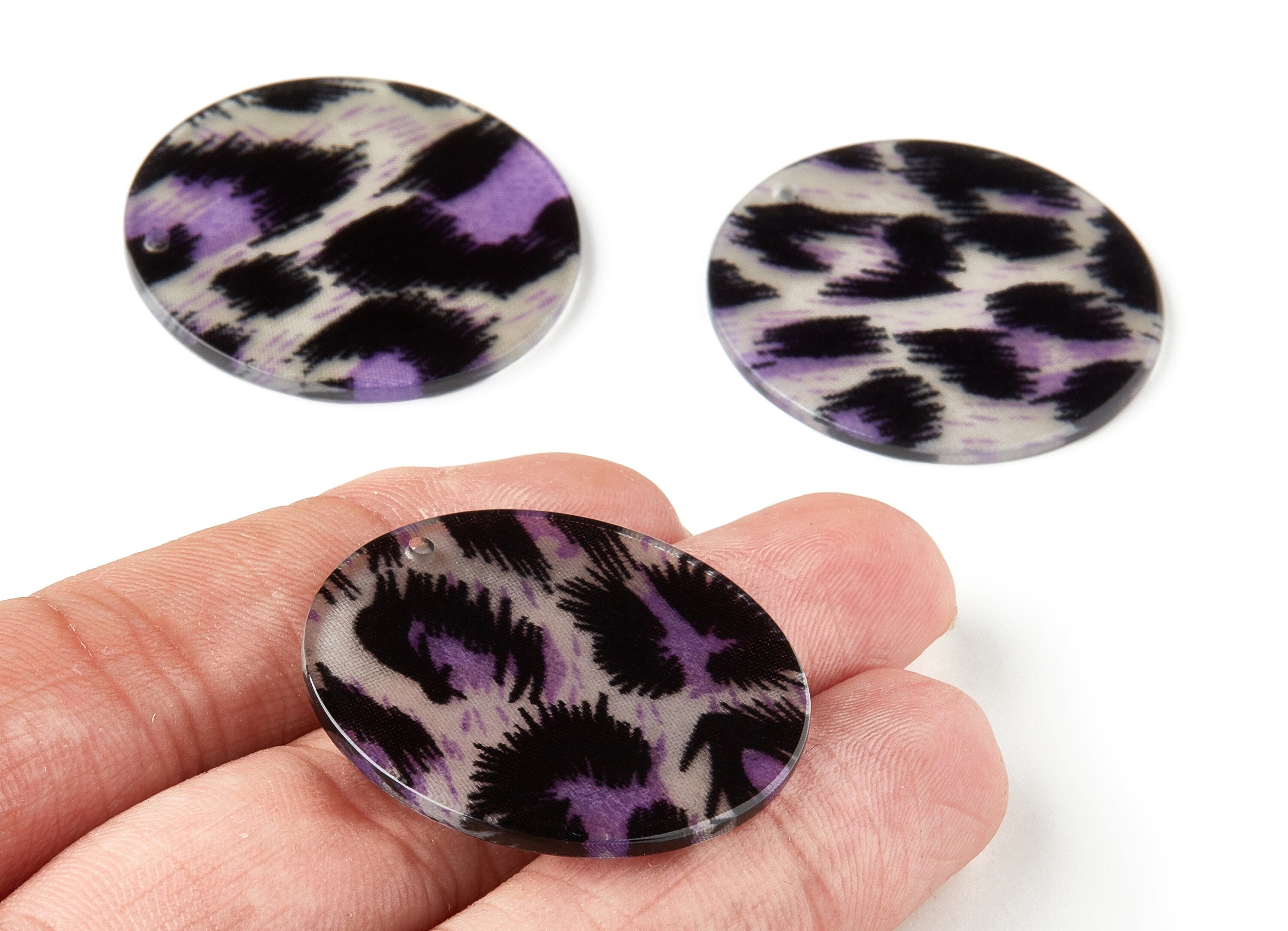 Acetate Round Charms - Coin Earrings and Pendant - Earring Findings - Jewelry Supplys - Color Code: A296 - 34.02x34.02x2.38mm - AC1135-A296 - DOMEDBAZAAR