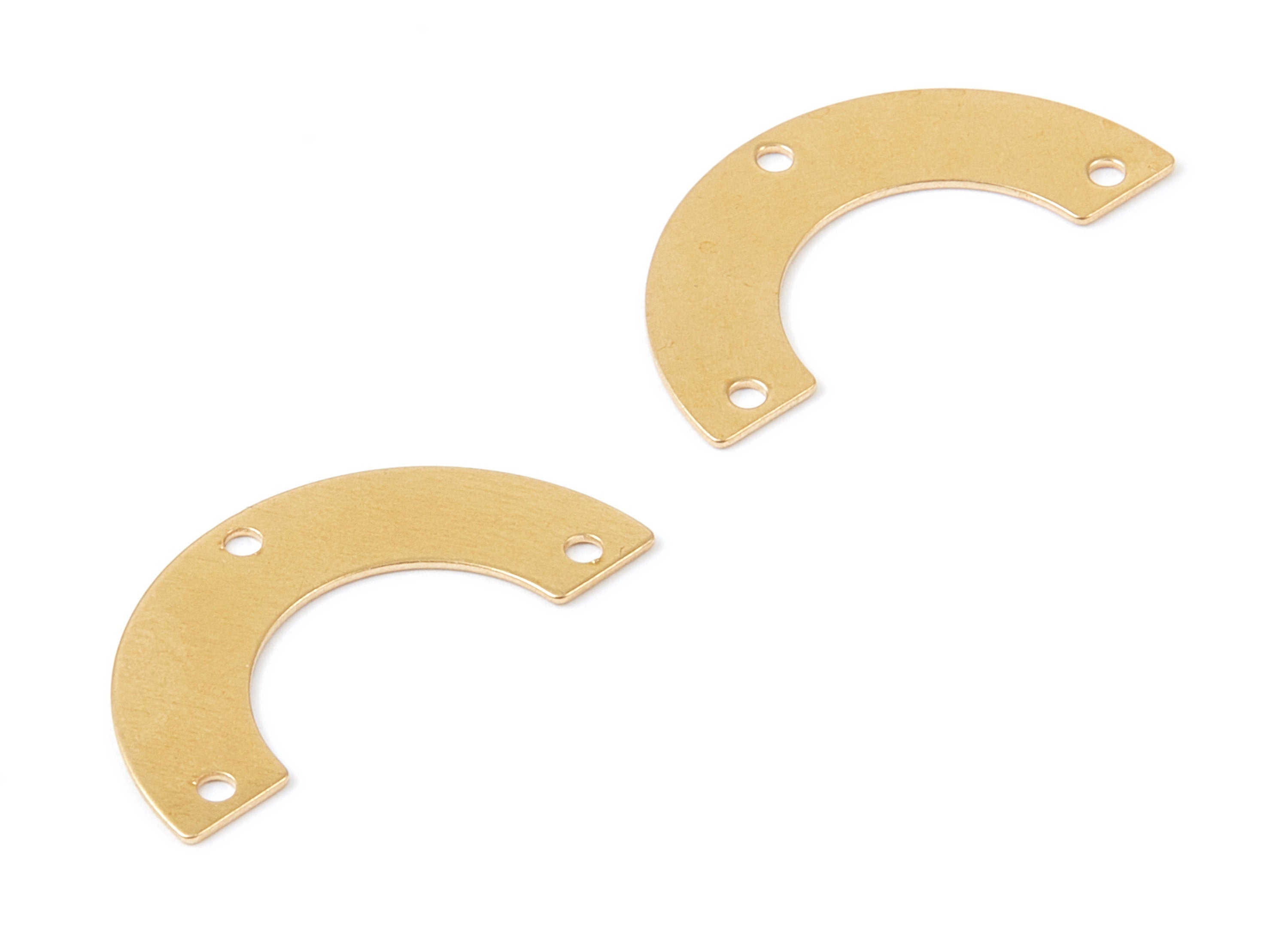 Brass Half Circle Connector - 3 Holes - Brass Charms - Raw Brass Half Circle Pendant - Jewelry Supplies - 24x12x0.8mm - PP2147 - DOMEDBAZAAR