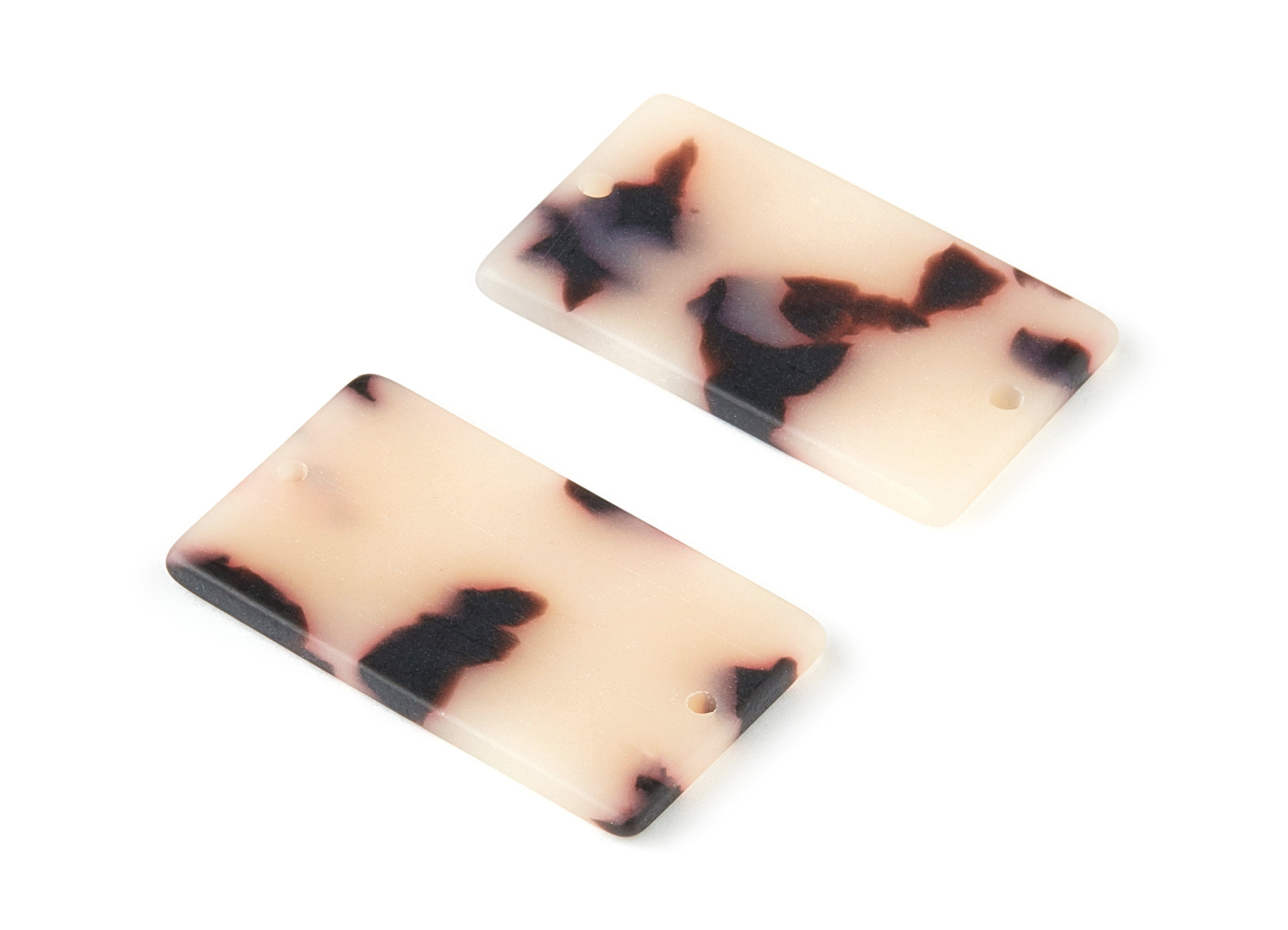 Acetate Rectangle Connectors - 2 Hole - Matte Blonde Tortoise Shell Earring - Color Code: A364 - 32.92x19.75x2.5mm - AC1217-A364 - DOMEDBAZAAR
