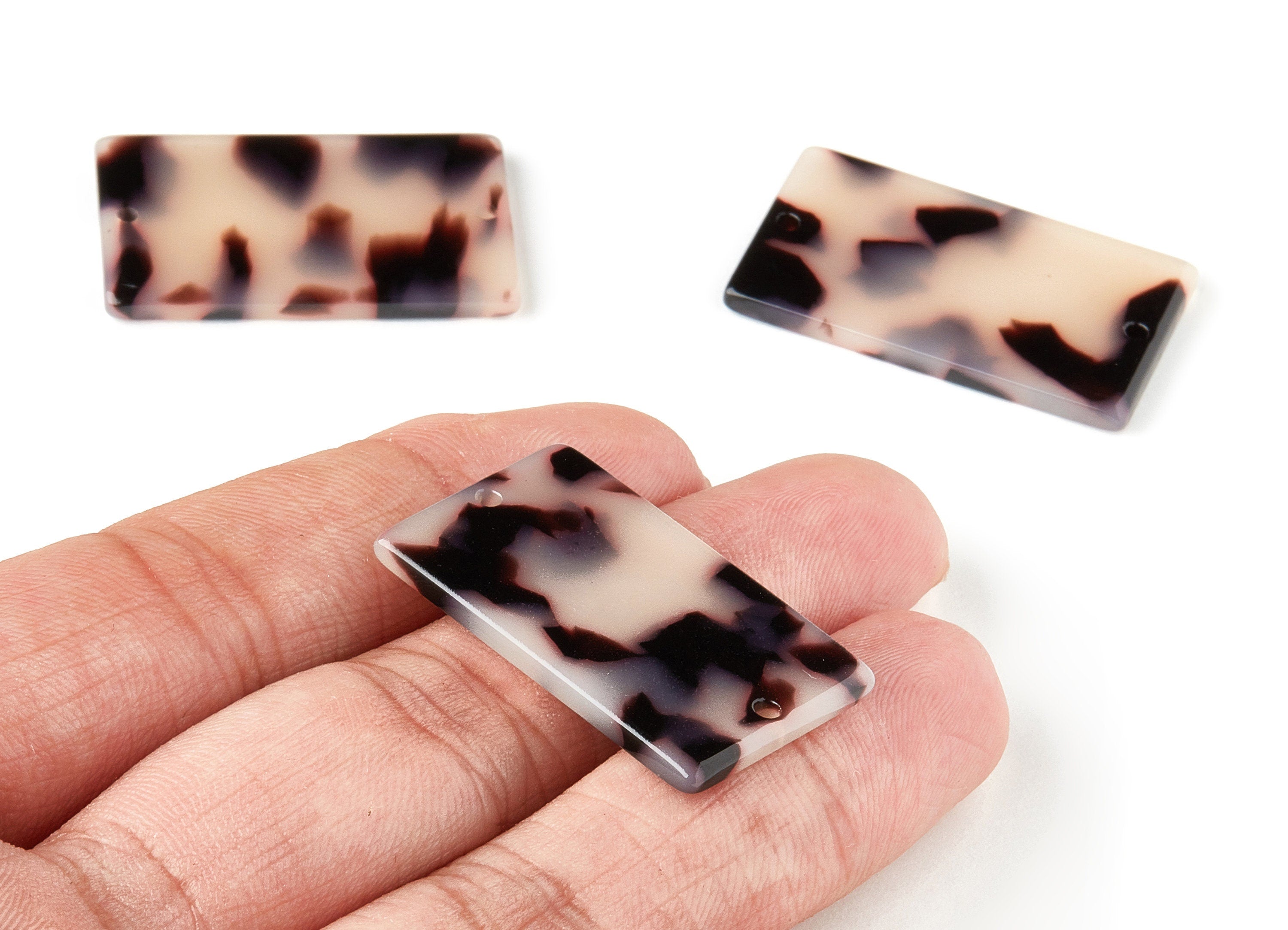 Acetate Rectangle Connectors - 2 Hole - Blonde Tortoise Shell Earring - Rectangle Earring - Color Code: A07 - 32.92x19.75x2.5mm - AC1217-A07 - DOMEDBAZAAR