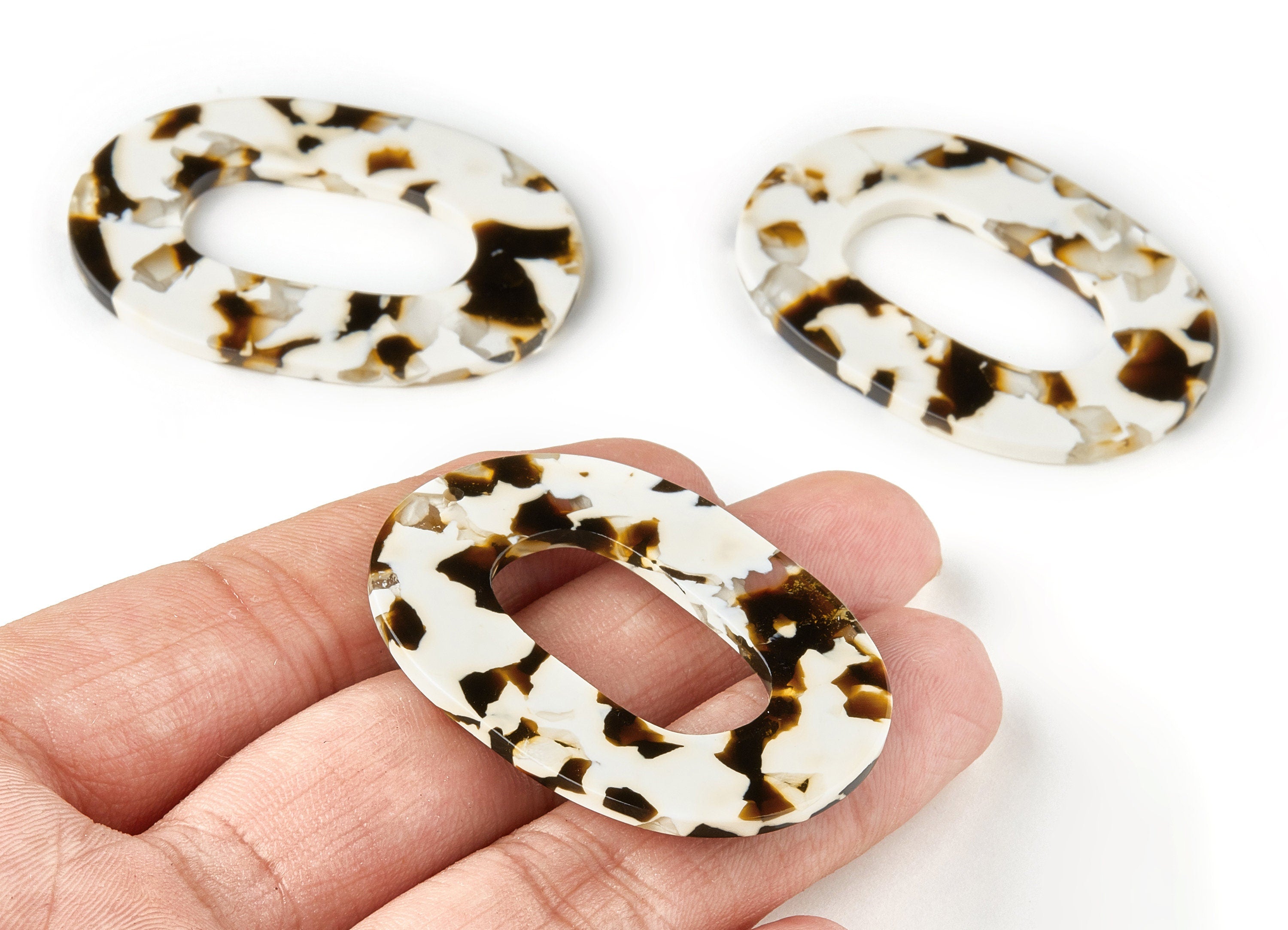 Acetate Oval Charms - Oval Earrings and Pendant - Earring Findings - Jewelry Supplies - Color Code: A257 - 46.74x34.38x2.58mm - AC1065-A257 - DOMEDBAZAAR