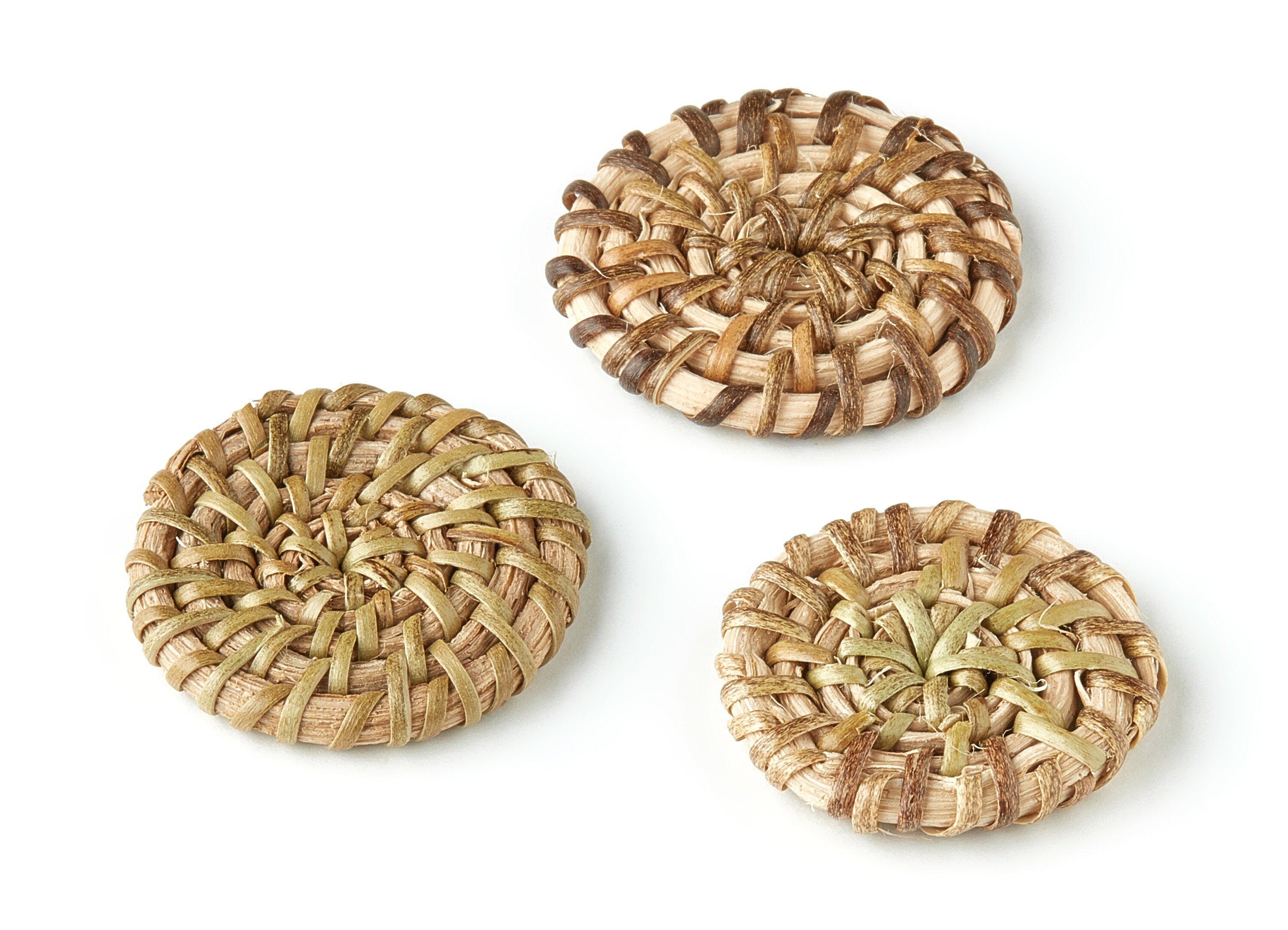 Handwoven Rattan Round Charms - Round Rattan Earrings and Pendant - Wooden Straw Earrings - Jewelry Handmade - 33.05x33.05x4.26mm - RT1224 - DOMEDBAZAAR