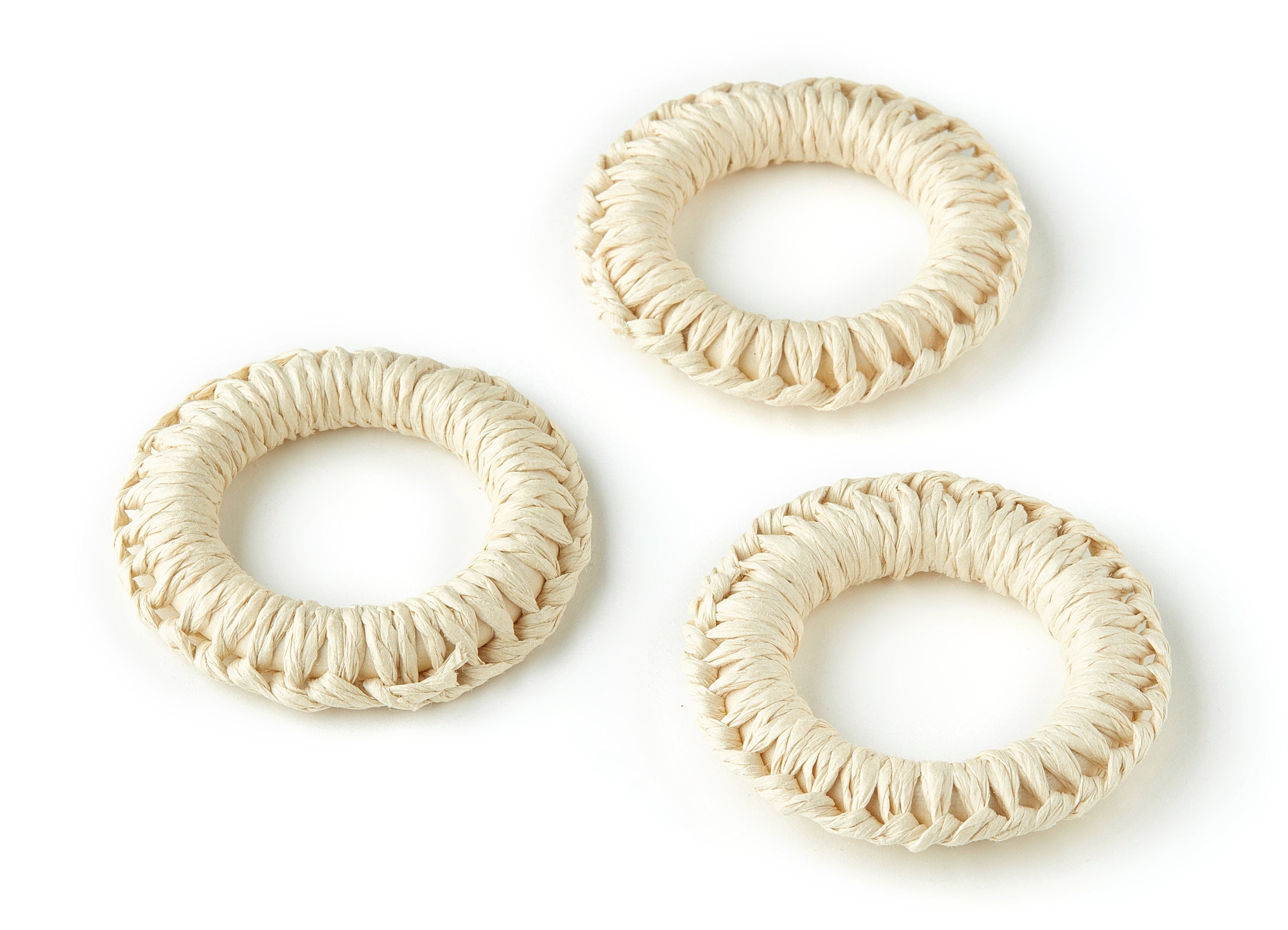 Handwoven Circle Rattan Charms - Circle Rattan Earrings and Pendant - Wooden Straw Earrings - Jewelry Handmade - 47.01x47.01x7.66mm - RT1205 - DOMEDBAZAAR
