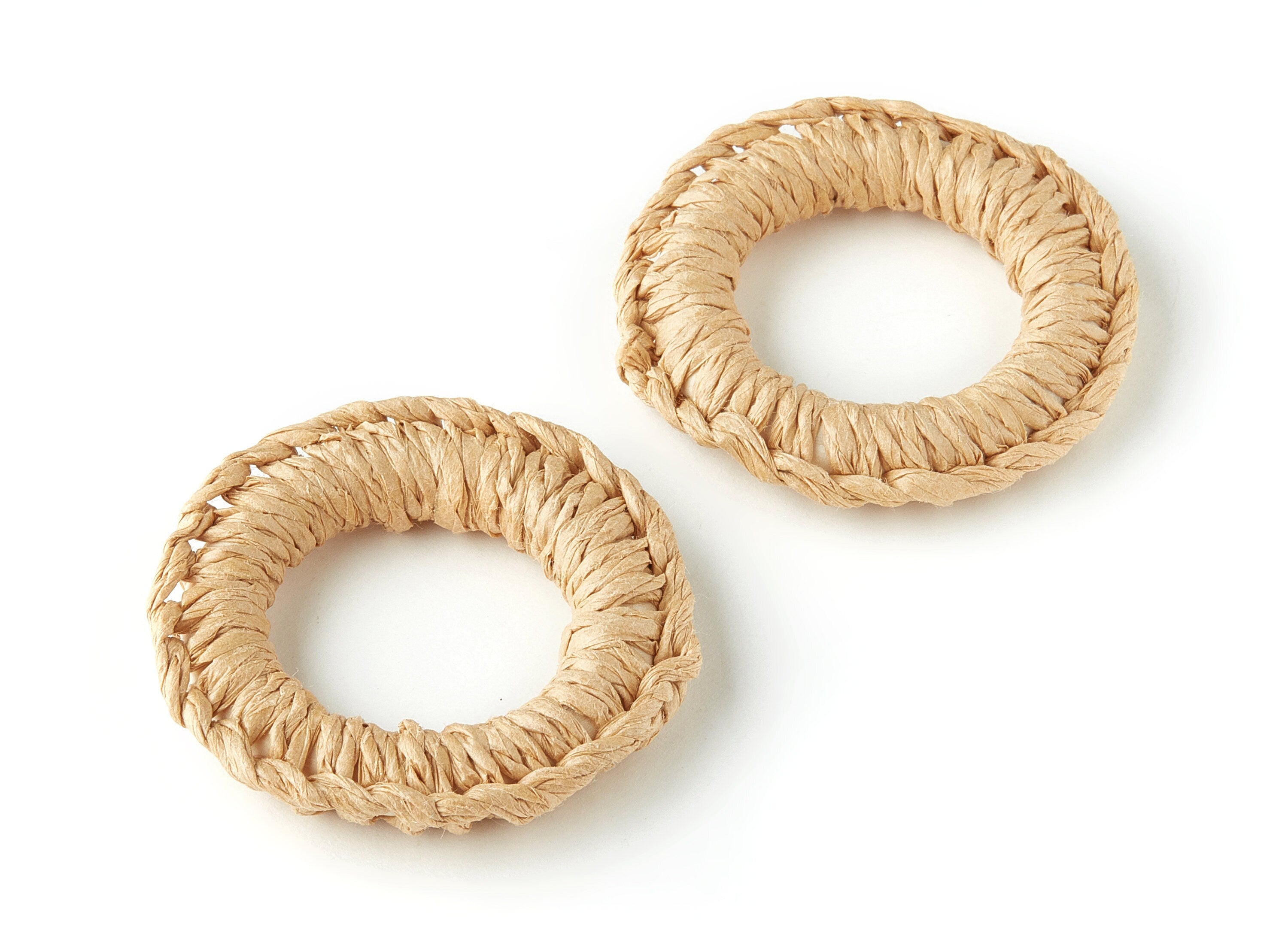 Handwoven Circle Rattan Charms - Circle Rattan Earrings and Pendant - Wooden Straw Earrings - Jewellry Handmade - 47.0x47.01x7.66mm - RT1206 - DOMEDBAZAAR