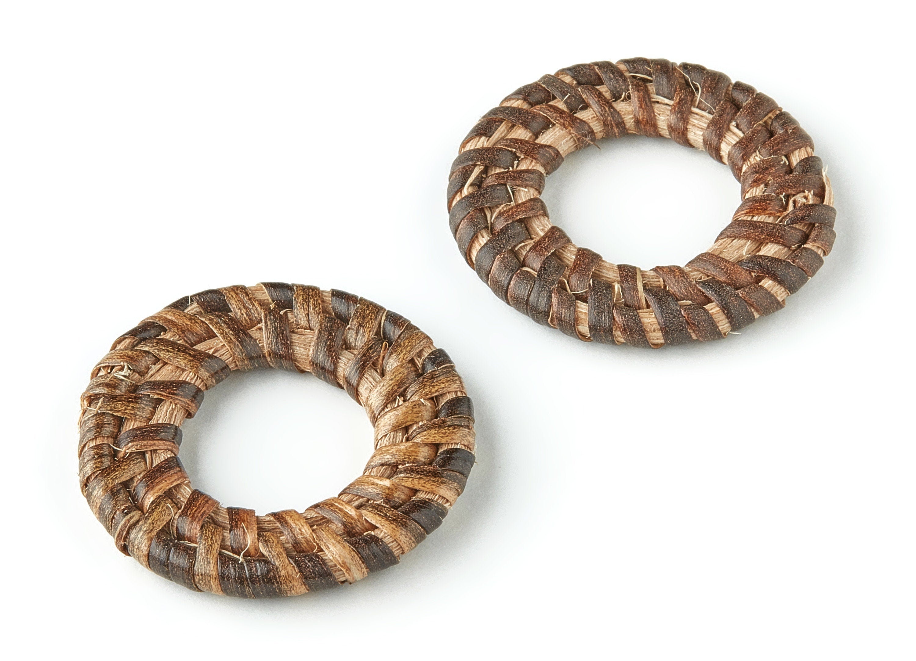 Handwoven Circle Rattan Charms - Circle Rattan Earrings and Pendant - Wooden Straw Earrings - Jewelry Handmade - 36.8x36.8x4.52mm - RT1223 - DOMEDBAZAAR
