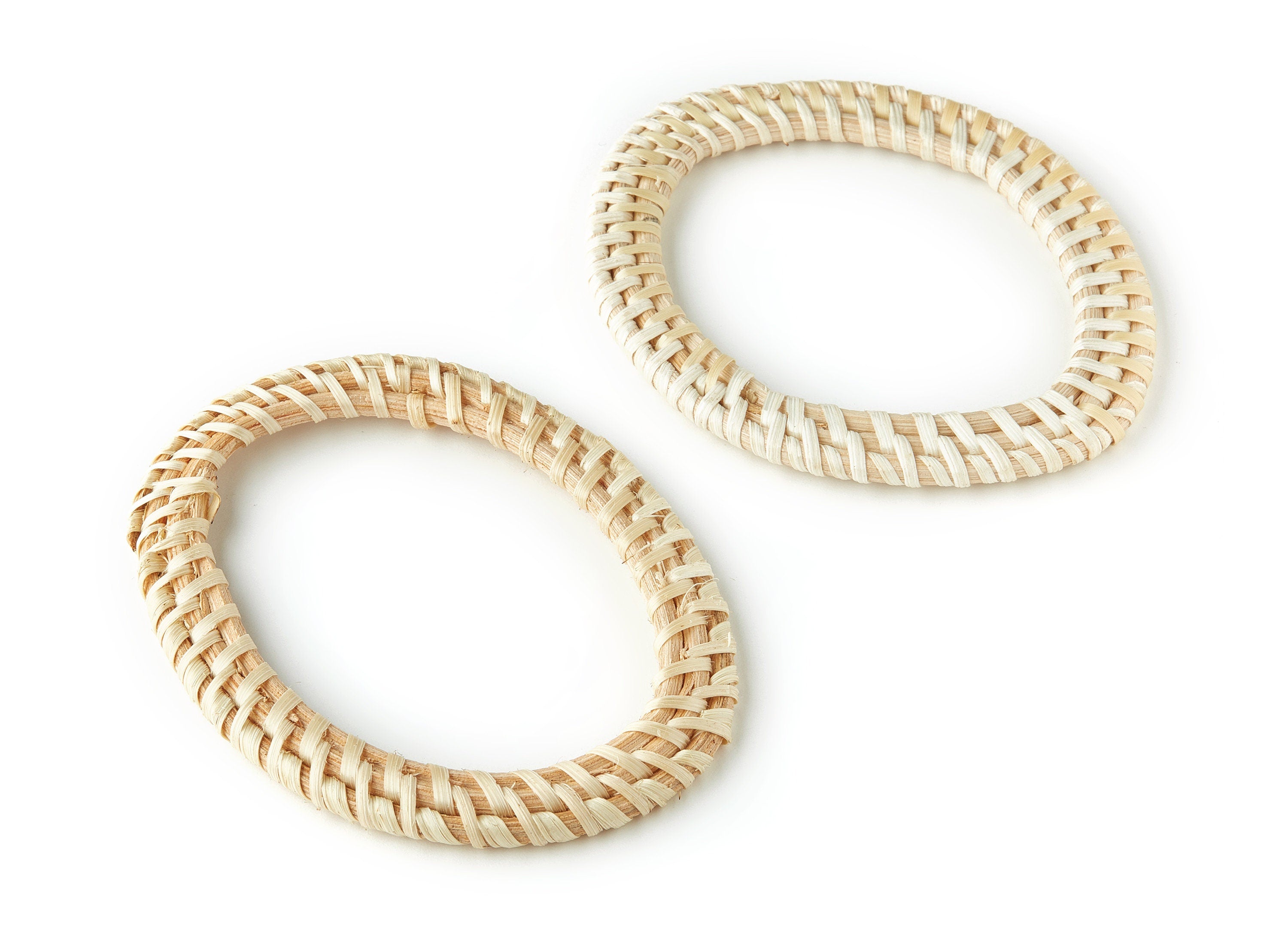 Handwoven Rattan Hoop Charms - Hoop Rattan Earrings and Pendant - Wooden Straw Earrings - Jewelry Handmade - 93.32x68.74x4.48mm - RT1252 - DOMEDBAZAAR