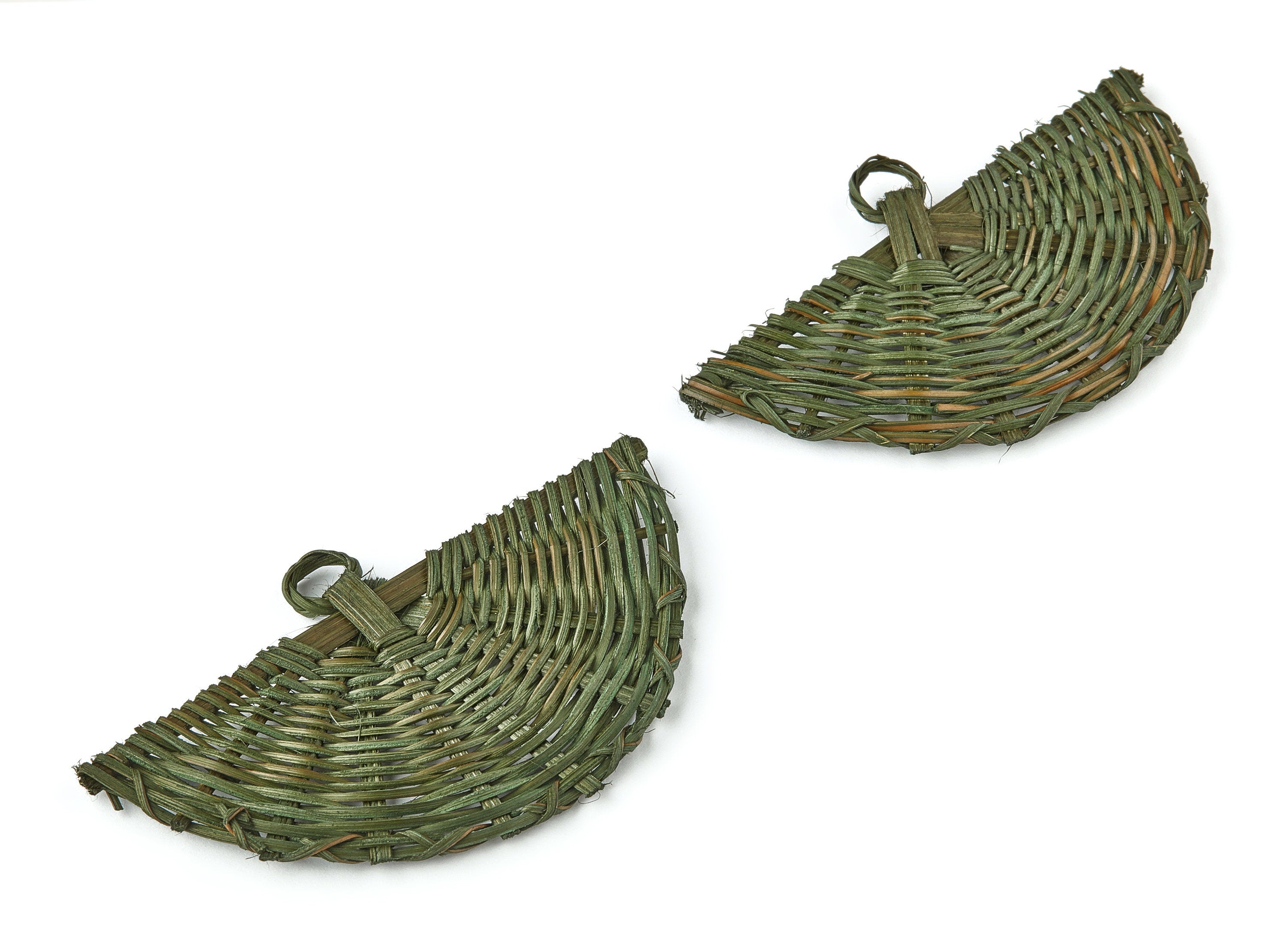 Handwoven Rattan Fan Charms - Fan Rattan Earrings and Pendant - Wooden Straw Earrings - Jewelry Handmade - 84.15x50.03x2.6mm - RT1216 - DOMEDBAZAAR