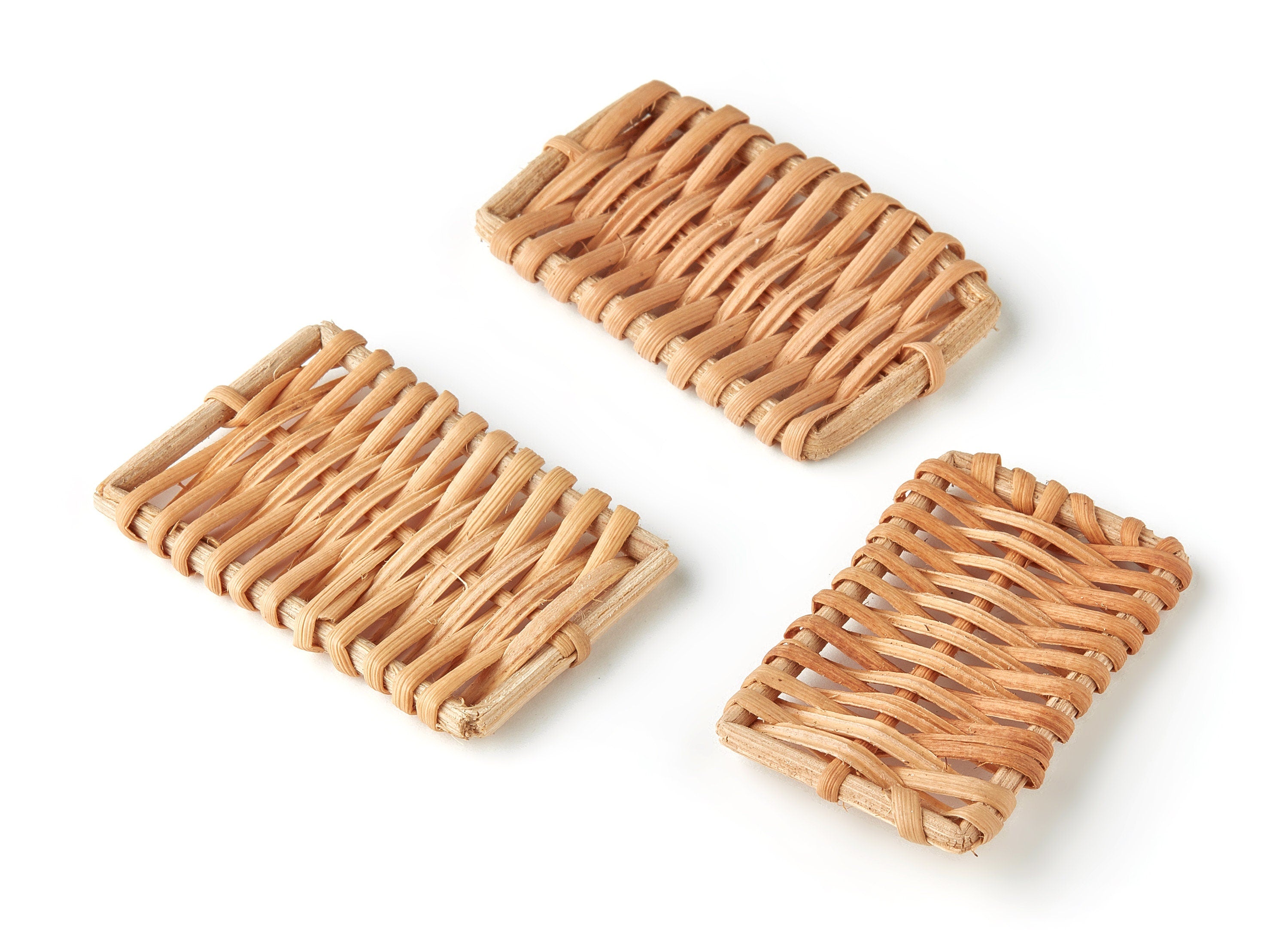 Handwoven Rattan Rectangle Charm - Rectangle Rattan Earring & Pendant - Woven Straw Earring - Jewelry Handmade - 50.96x30.86x4.72mm - RT1236 - DOMEDBAZAAR
