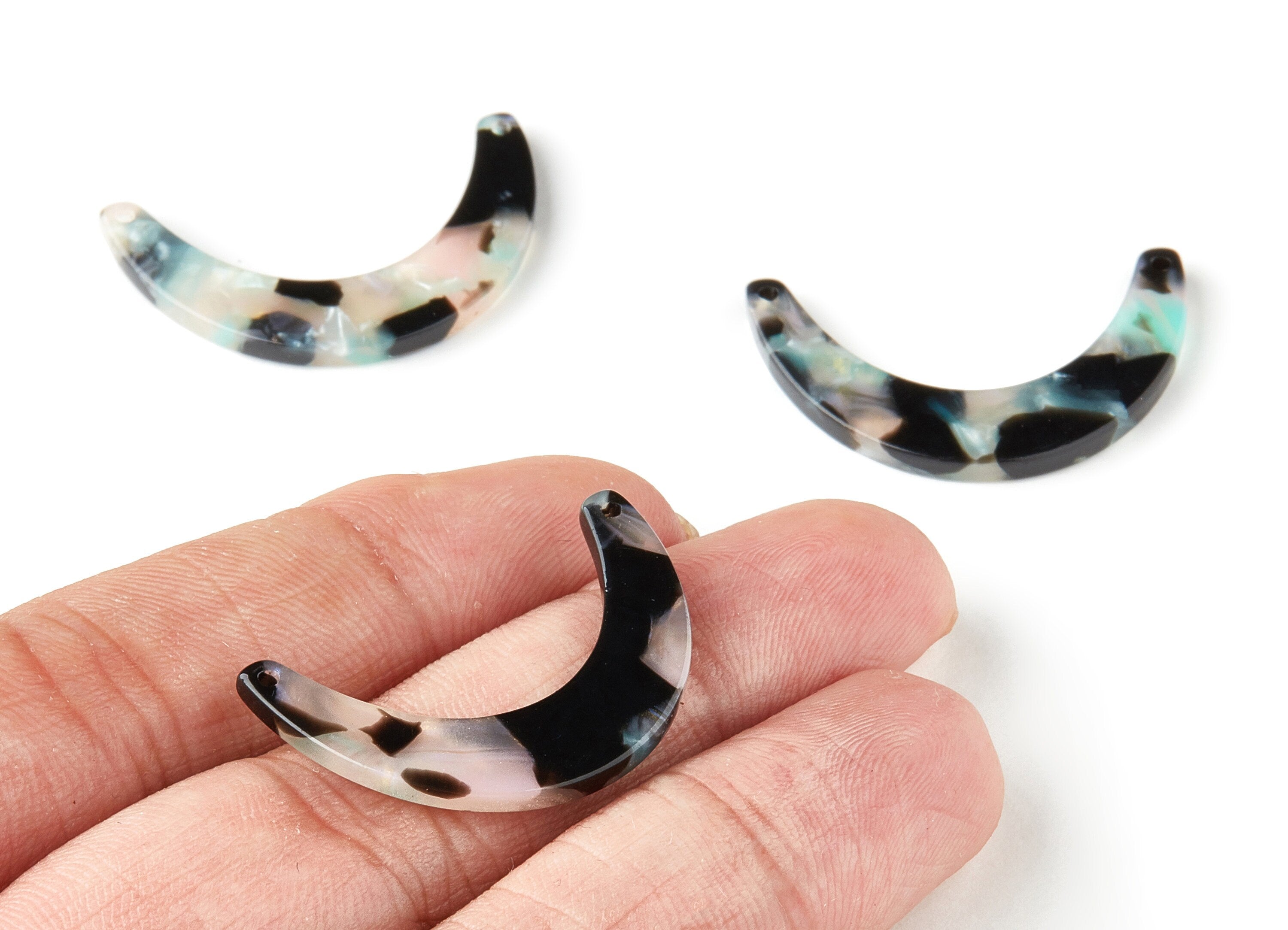 Acetate Moon Connector - 2 Holes - Moon Earrings and Pendant - Earring Findings - Color Code:A367 - 31.83x7.2x2.53mm - AC1507-A367 - DOMEDBAZAAR