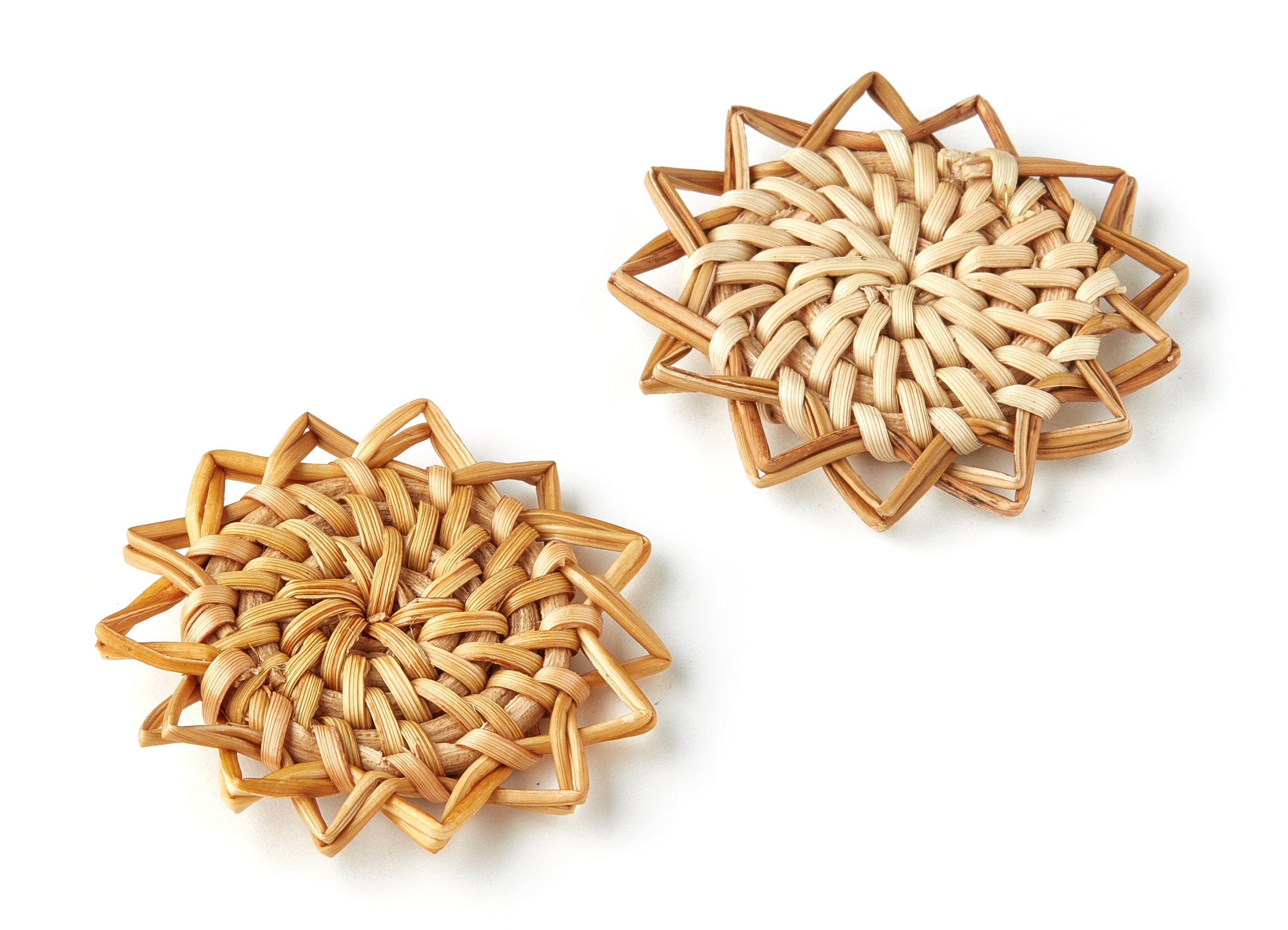 Handwoven Rattan Sun Charms - Sun Rattan Earrings and Pendant - Wooden Straw Earrings - Jewelry Handmade - 45.7x45.7x5.15mm - RT1243 - DOMEDBAZAAR