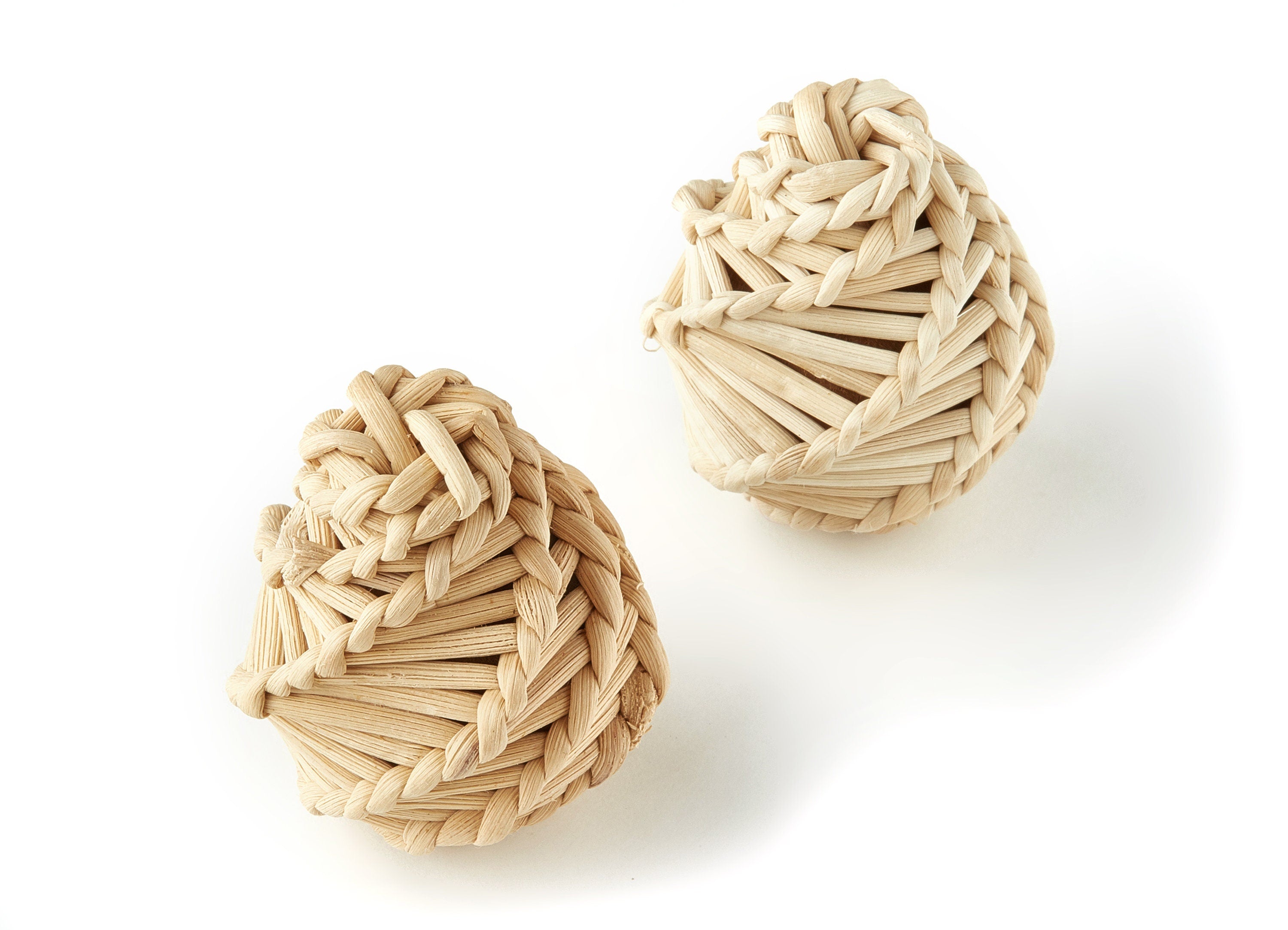 Handwoven Rattan Spiral Charms - Spiral Rattan Earrings and Pendant - Woven Straw Earrings - Jewelry Handmade - 38.38x29.88mm - RT1214 - DOMEDBAZAAR