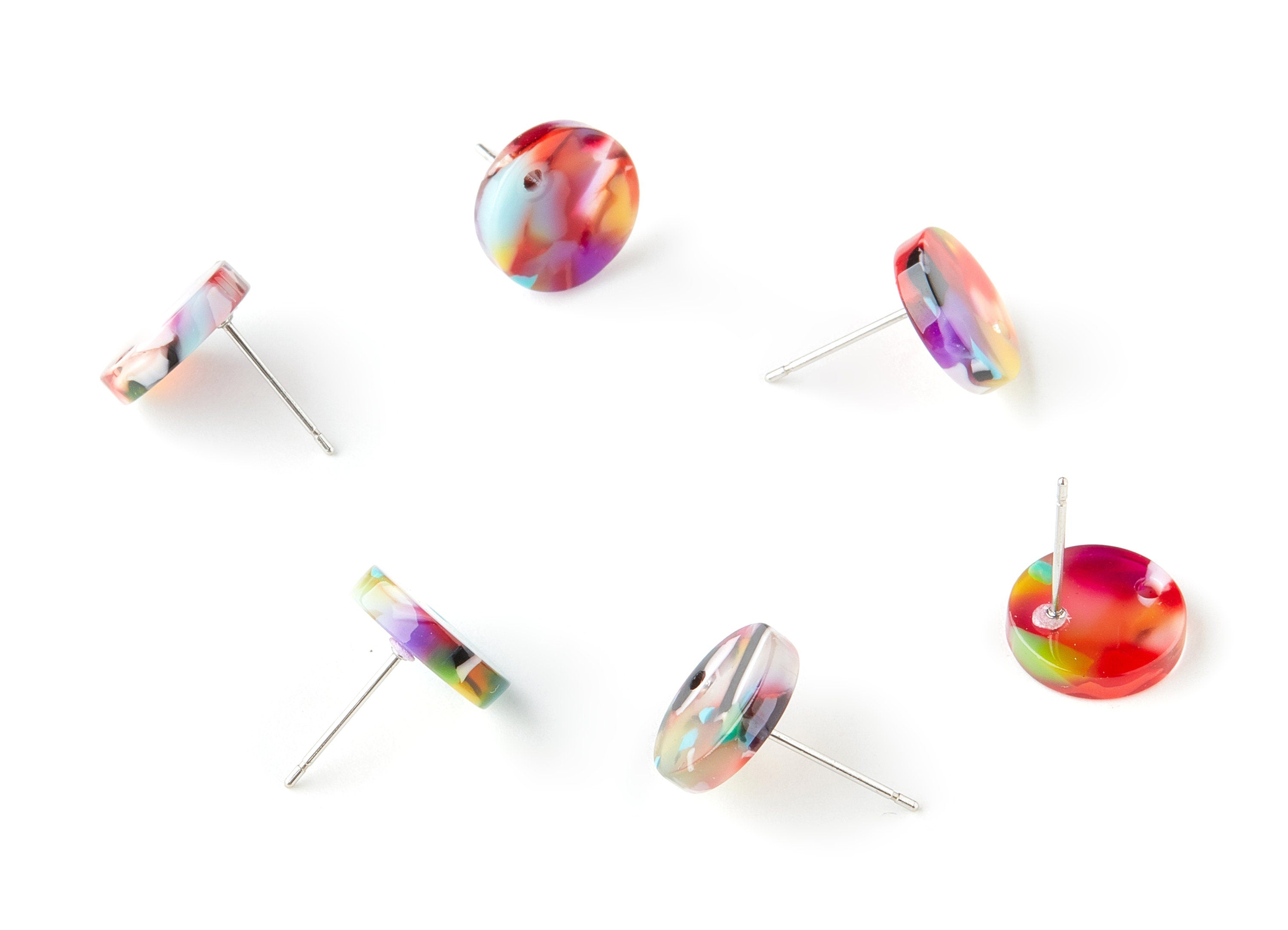 Acetate Round Earring Stud - Round Earring Post and Stud - Earring Findings - Color Code: A21 - 11.8x11.8x2.5mm - AC1139-A21 - DOMEDBAZAAR