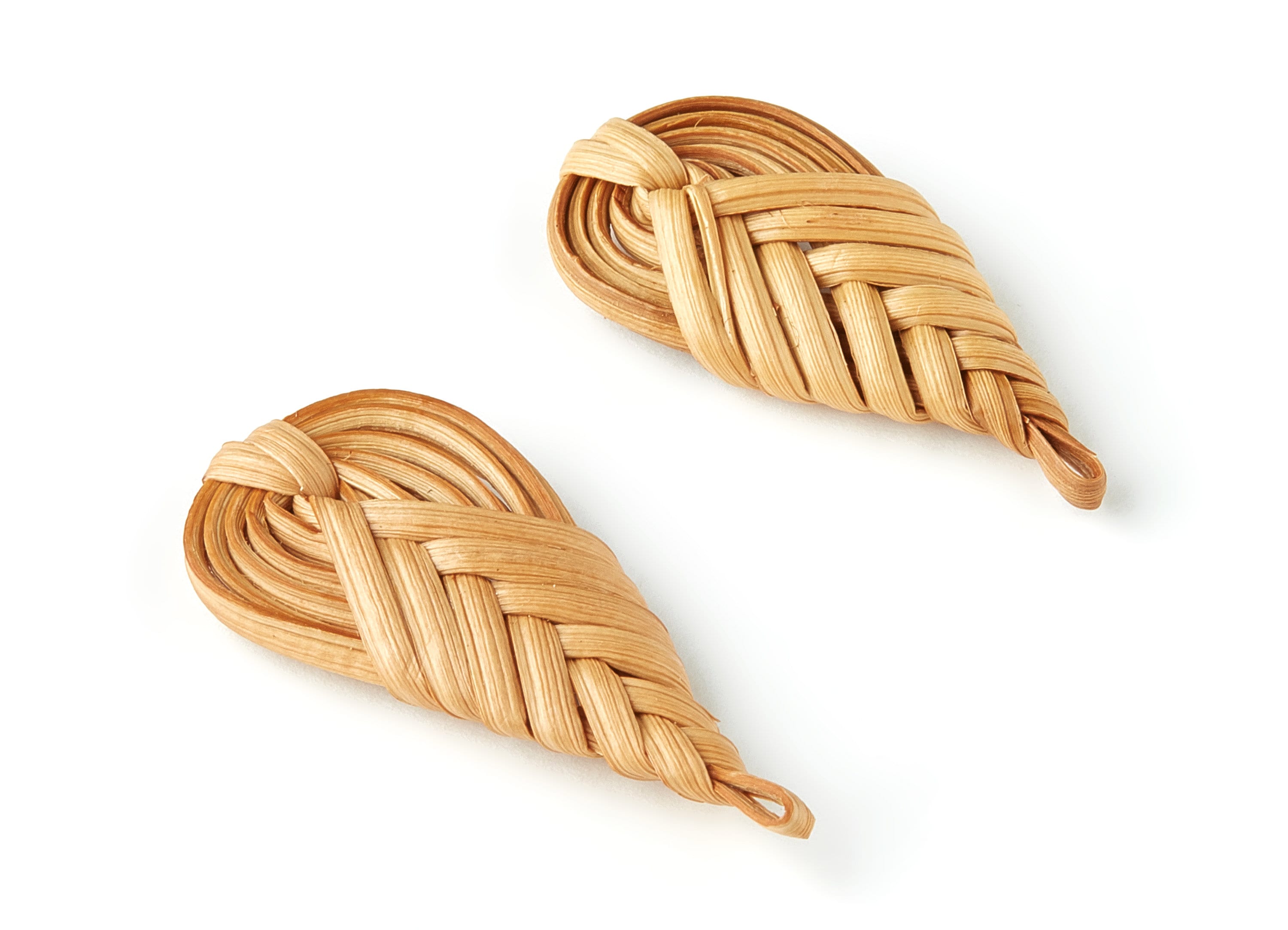 Handwoven Rattan Drop Charms - Drop Rattan Earrings and Pendant - Wooden Straw Earrings - Jewelry Handmade - 42.25x19.46x5.42mm - RT1256 - DOMEDBAZAAR
