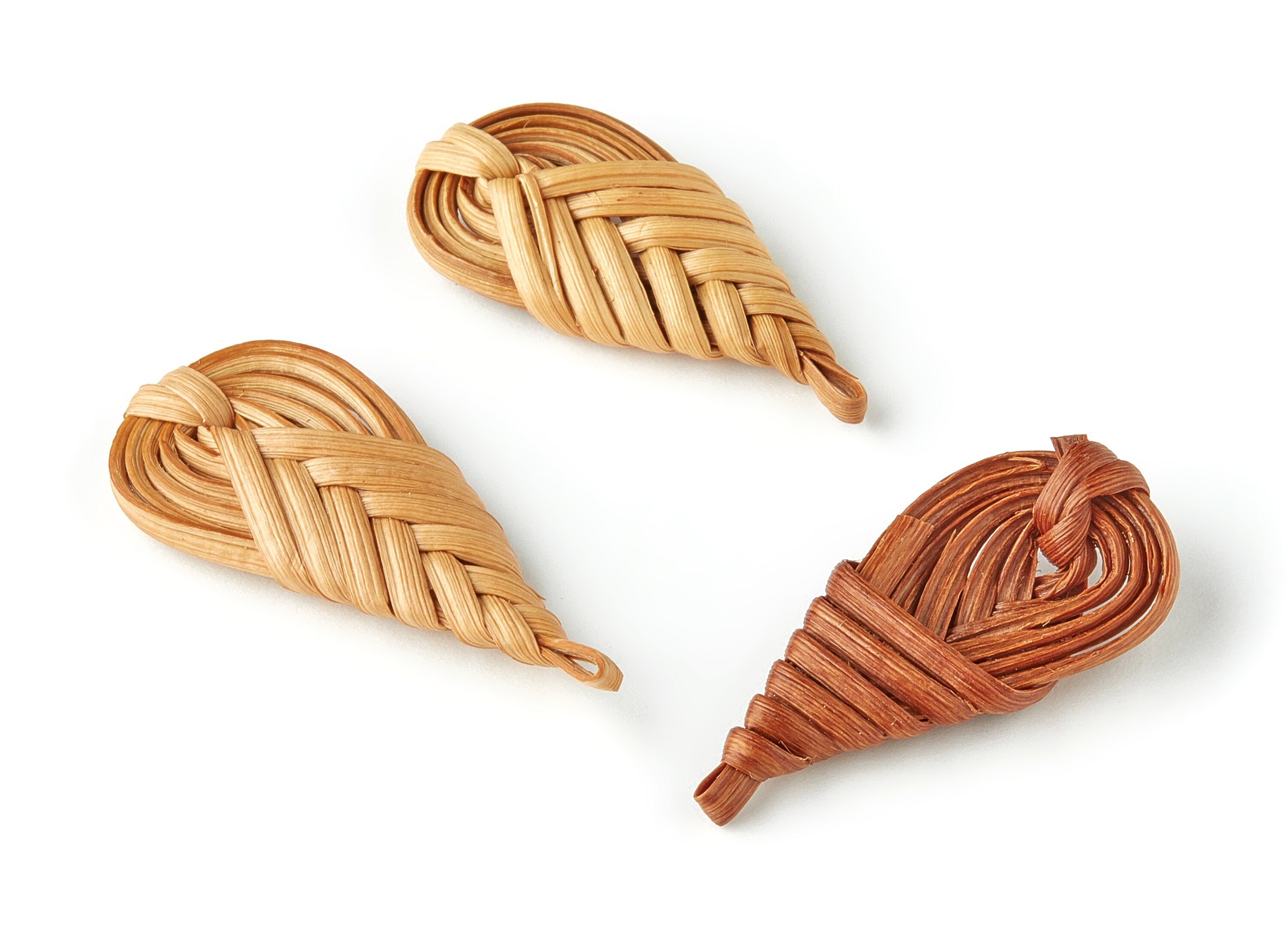 Handwoven Rattan Drop Charms - Drop Rattan Earrings and Pendant - Wooden Straw Earrings - Jewelry Handmade - 42.25x19.46x5.42mm - RT1256 - DOMEDBAZAAR
