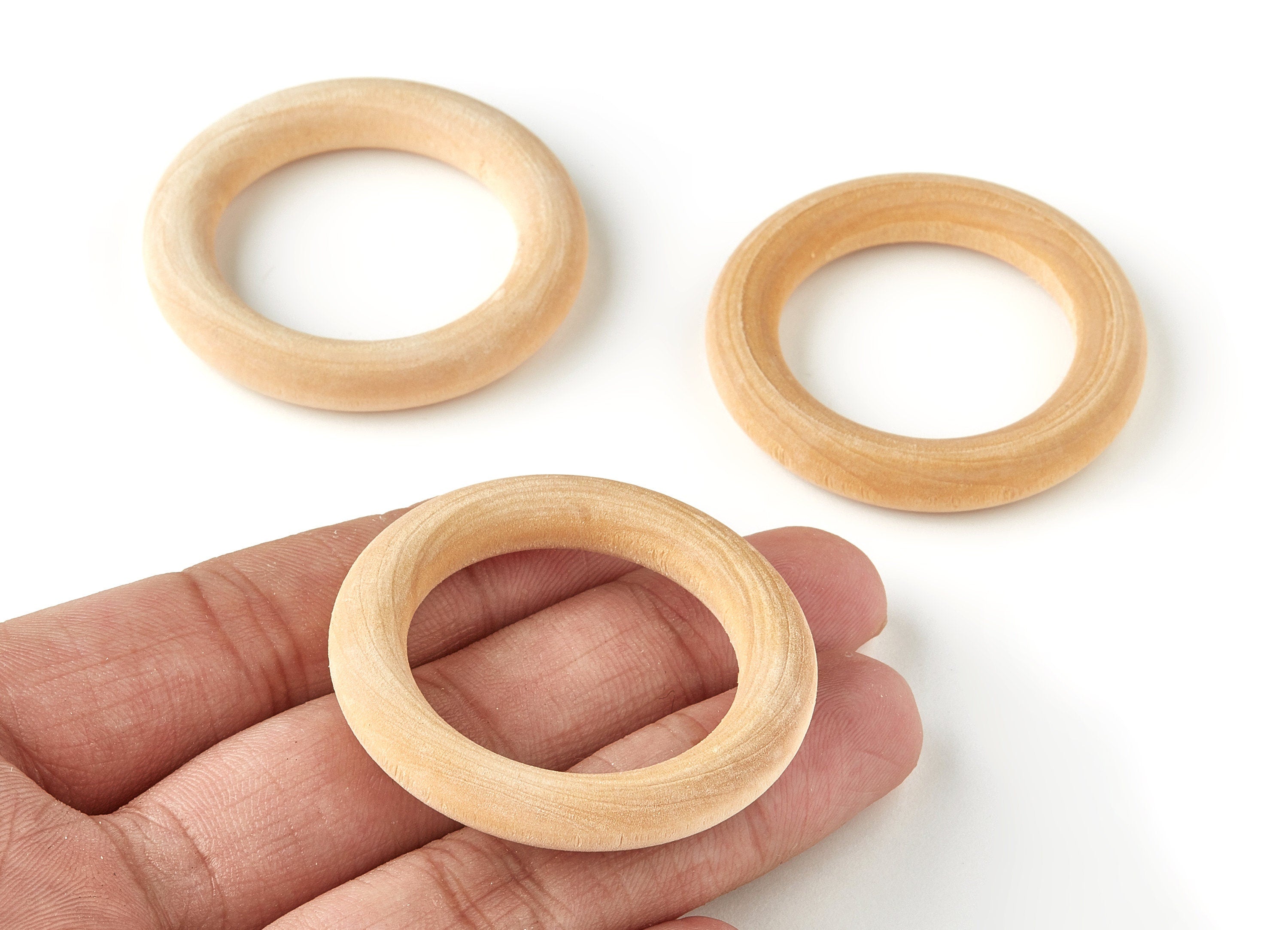 Round Unfinished Natural Wood - Ring Circle Wood Ring - Natural Wood Findings - 45.6x45.6x7.04mm - BB1065 - DOMEDBAZAAR