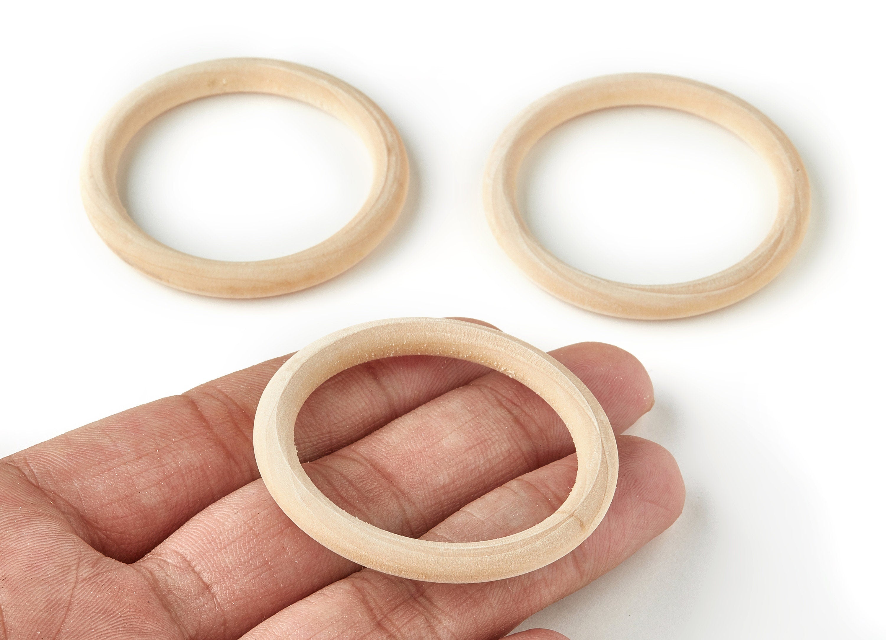 Round Unfinished Natural Wood - Ring Circle Wood Ring - Natural Wood Findings - 49.08x49.08x5.03mm - BB1066 - DOMEDBAZAAR