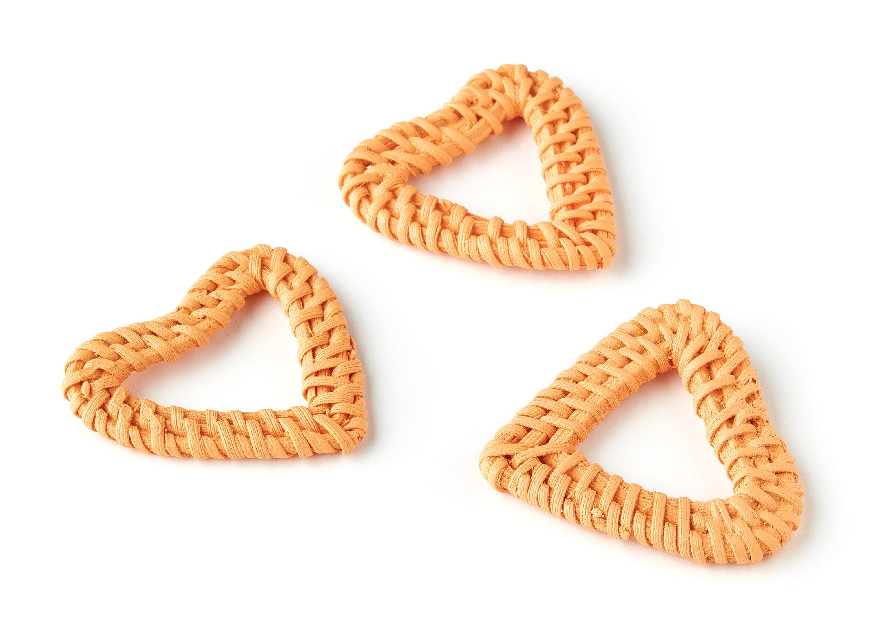 Handwoven Rattan Heart Charms - Heart Rattan Earrings and Pendant - Wooden Straw Earrings - Jewelry Handmade - 42x41x5.3mm - RT1255A - DOMEDBAZAAR