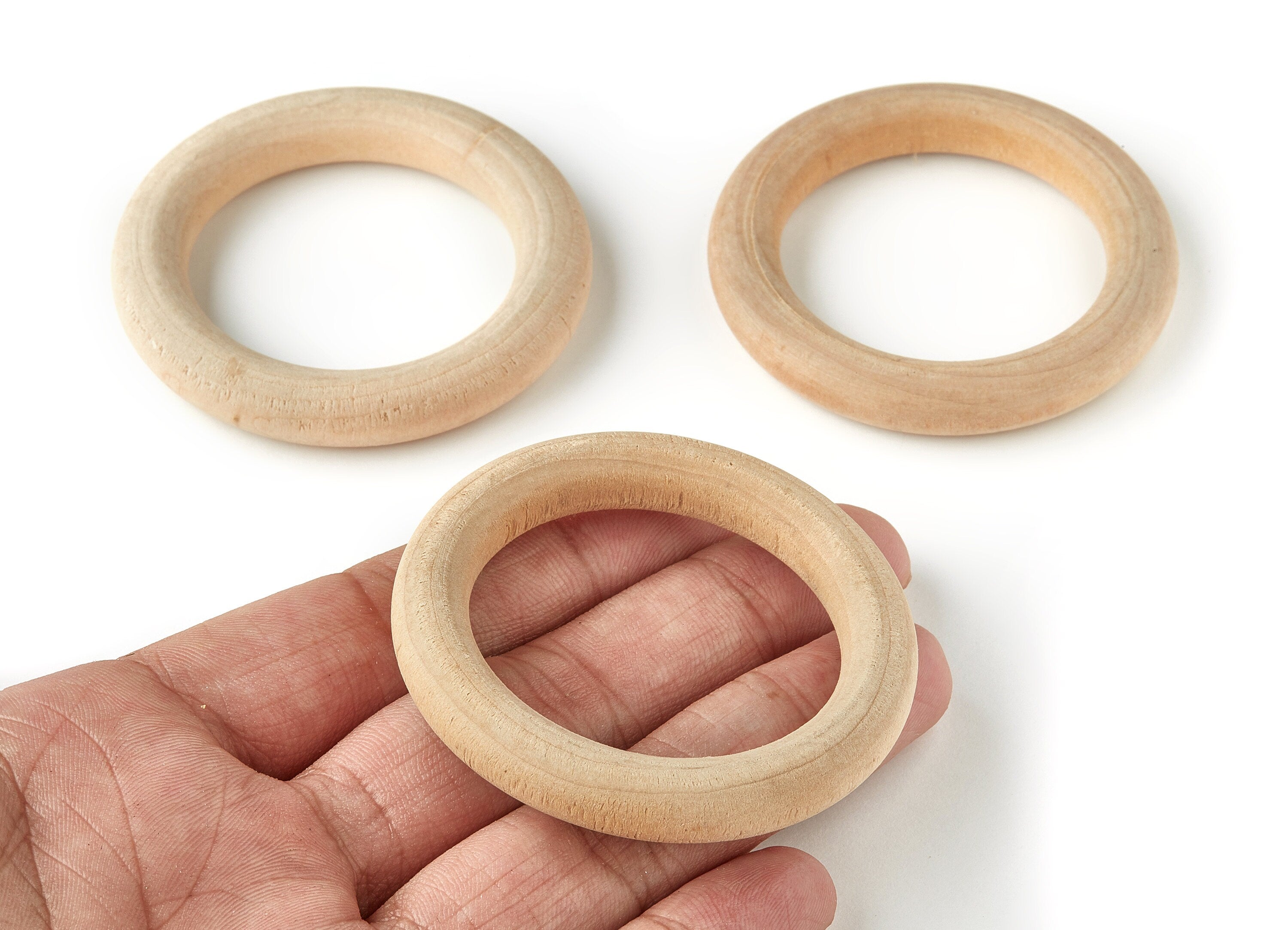 Round Unfinished Natural Wood - Ring Circle Wood Ring - Natural Wood Findings - 58x58x9.8mm - BB1067 - DOMEDBAZAAR