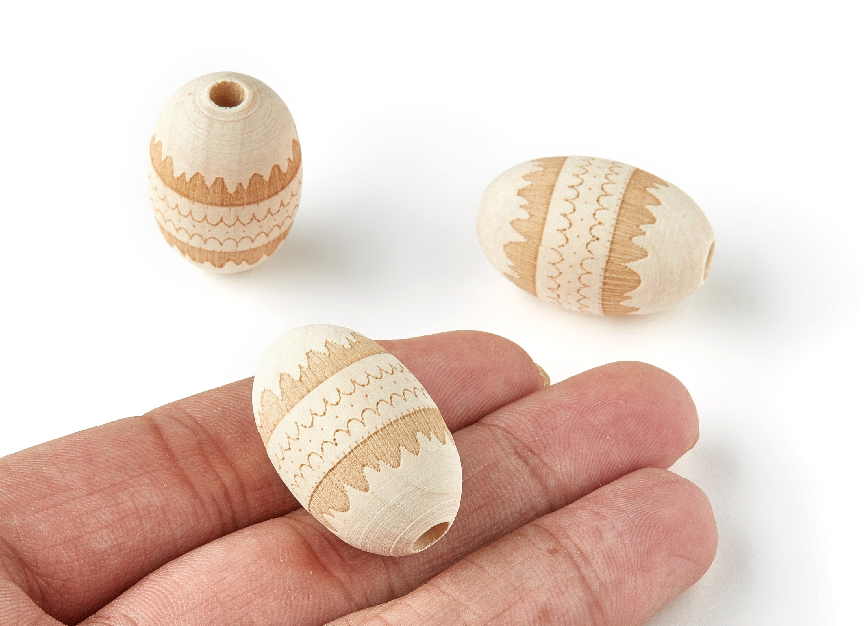 Wooden Egg Beads - Wooden Beads - Wood Beads Findings - Jewelry Making - 29.37x18.64mm - BB1068 - DOMEDBAZAAR