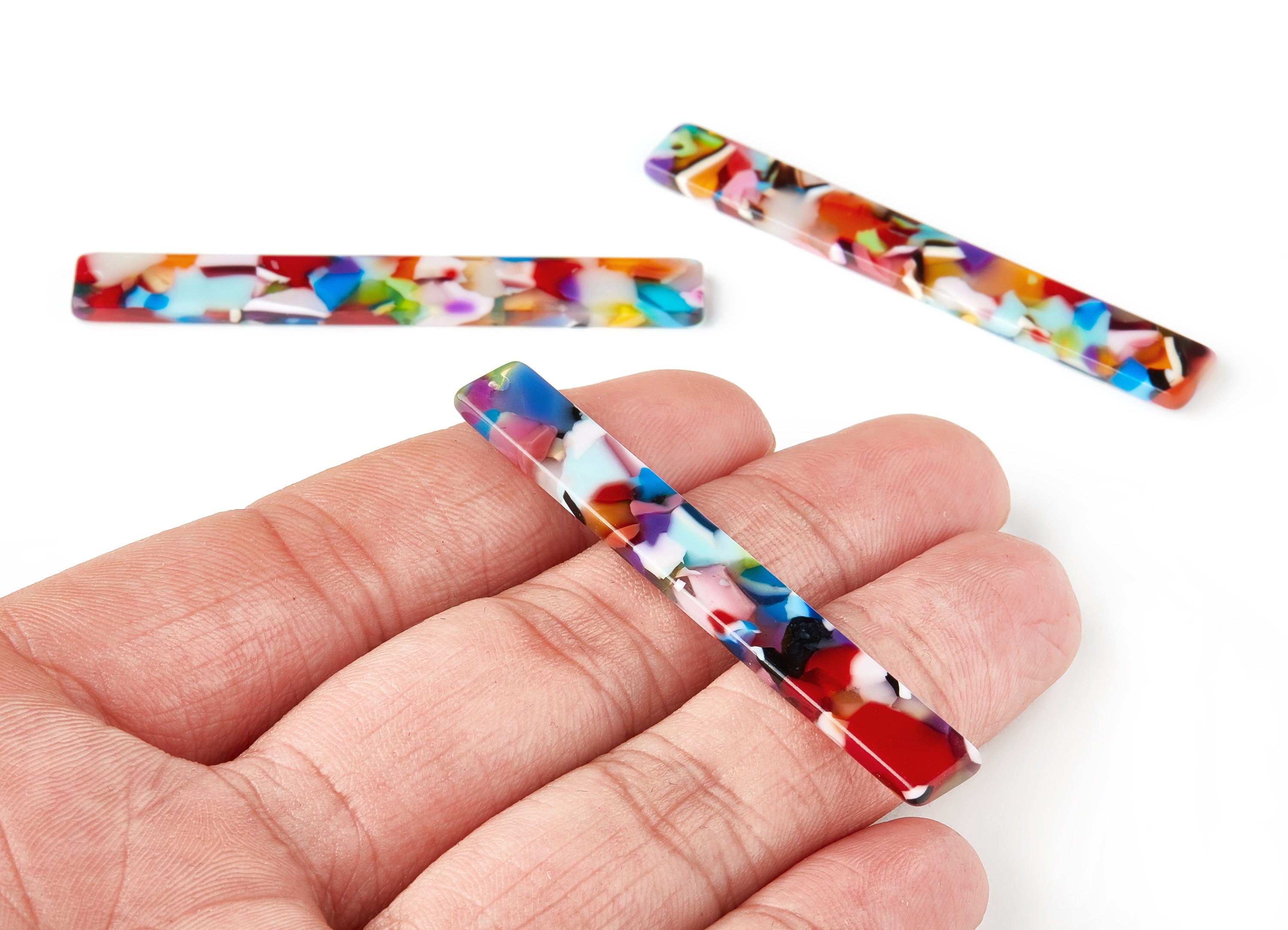 Acetate Stick Charms - Bar Earrings and Pendant - Earring Findings - Color Code: A21 - 59.6x7.8x2.6mm - AC1049-A21 - DOMEDBAZAAR
