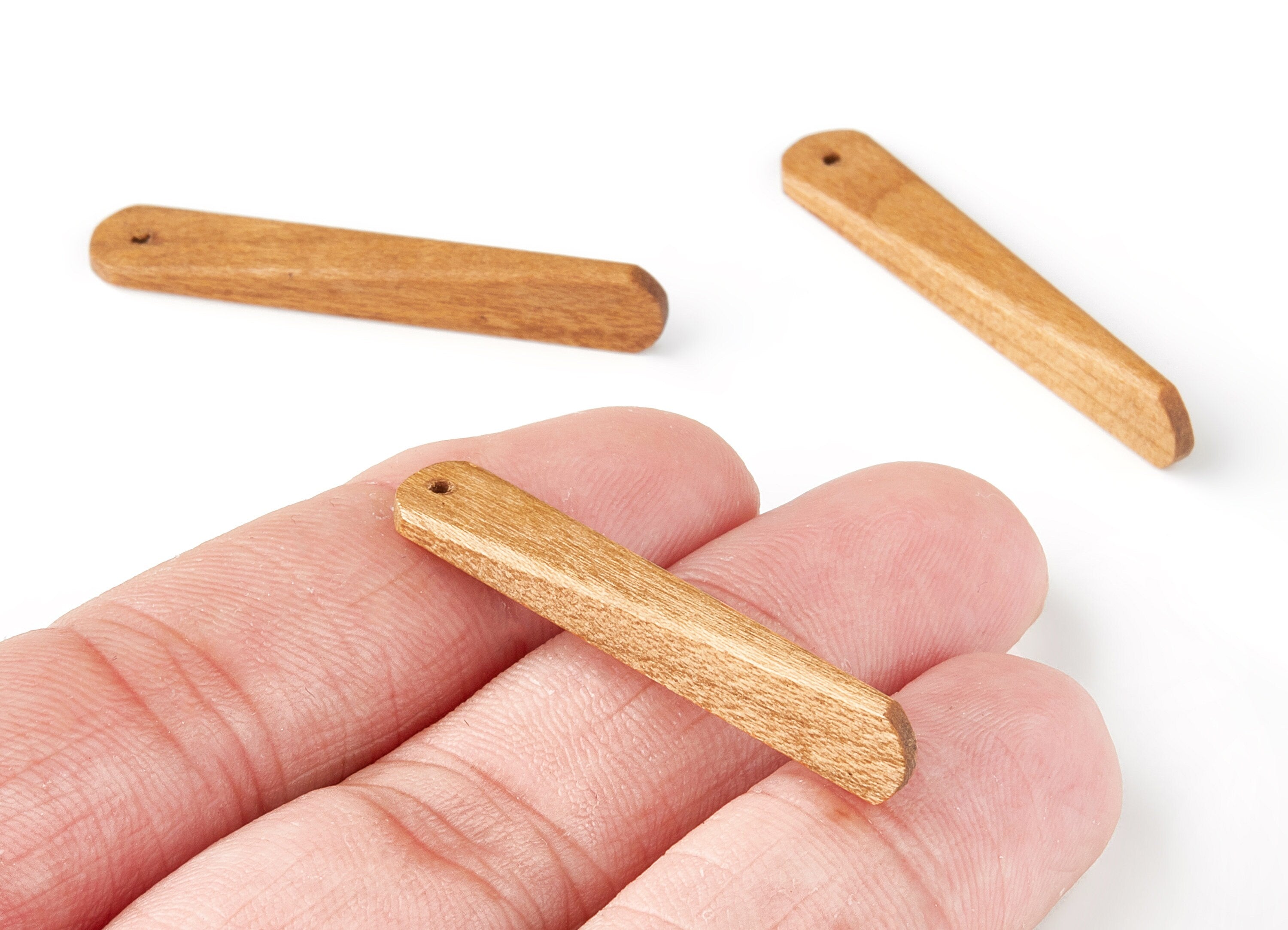 Wood Earring Charms - Drop Bar Shaped - Natural Wooden Charms for Necklace and Earrings - Wooden Beads - 39.81x7.5x7mm - BB1053 - DOMEDBAZAAR