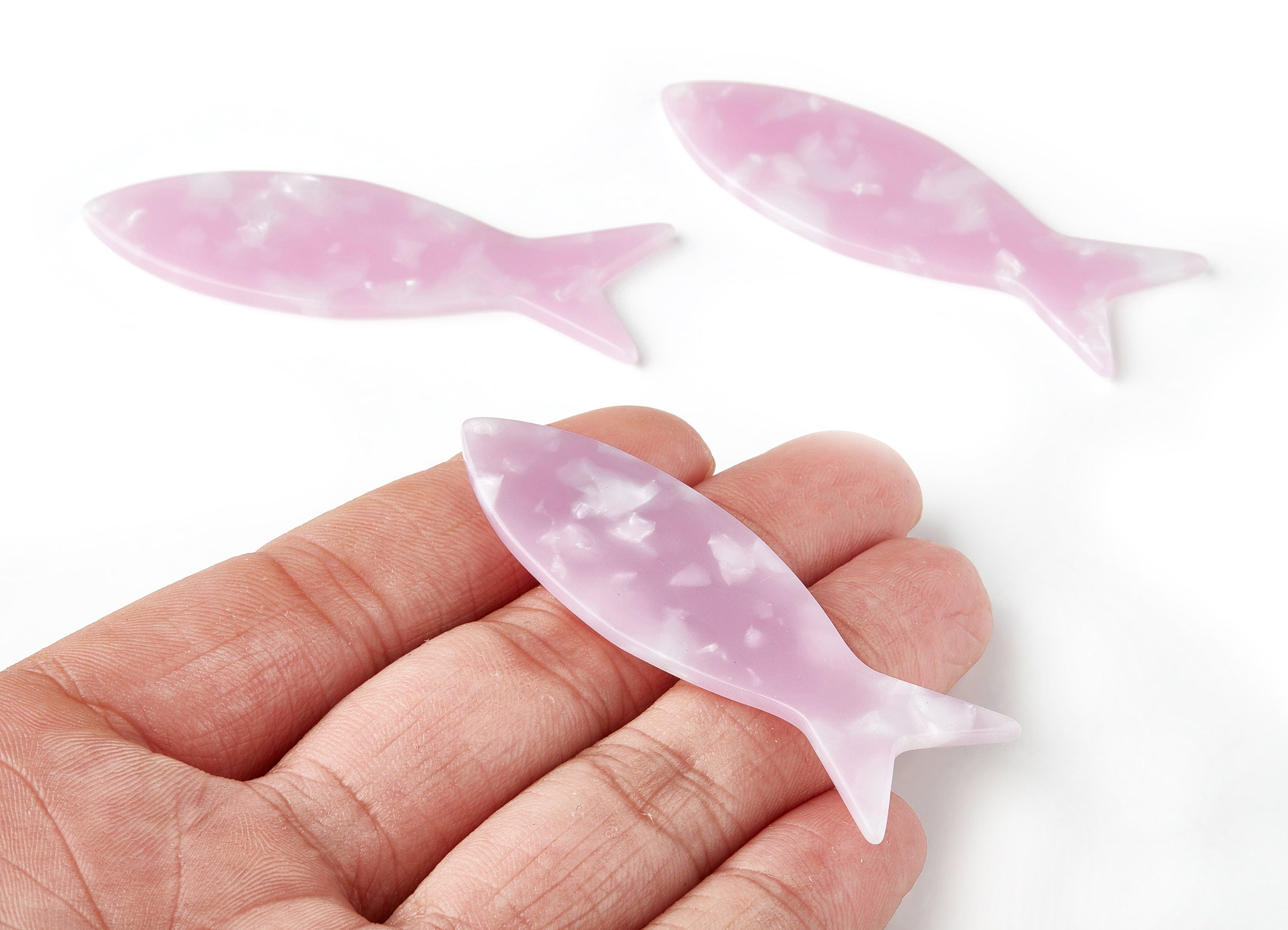 Acetate Fish Earring Charms - Fish Shaped Pendant - Earring Findings - Jewelry Supplies - Color Code: A244 - 64x21x2.3mm - AC1545-A244 - DOMEDBAZAAR