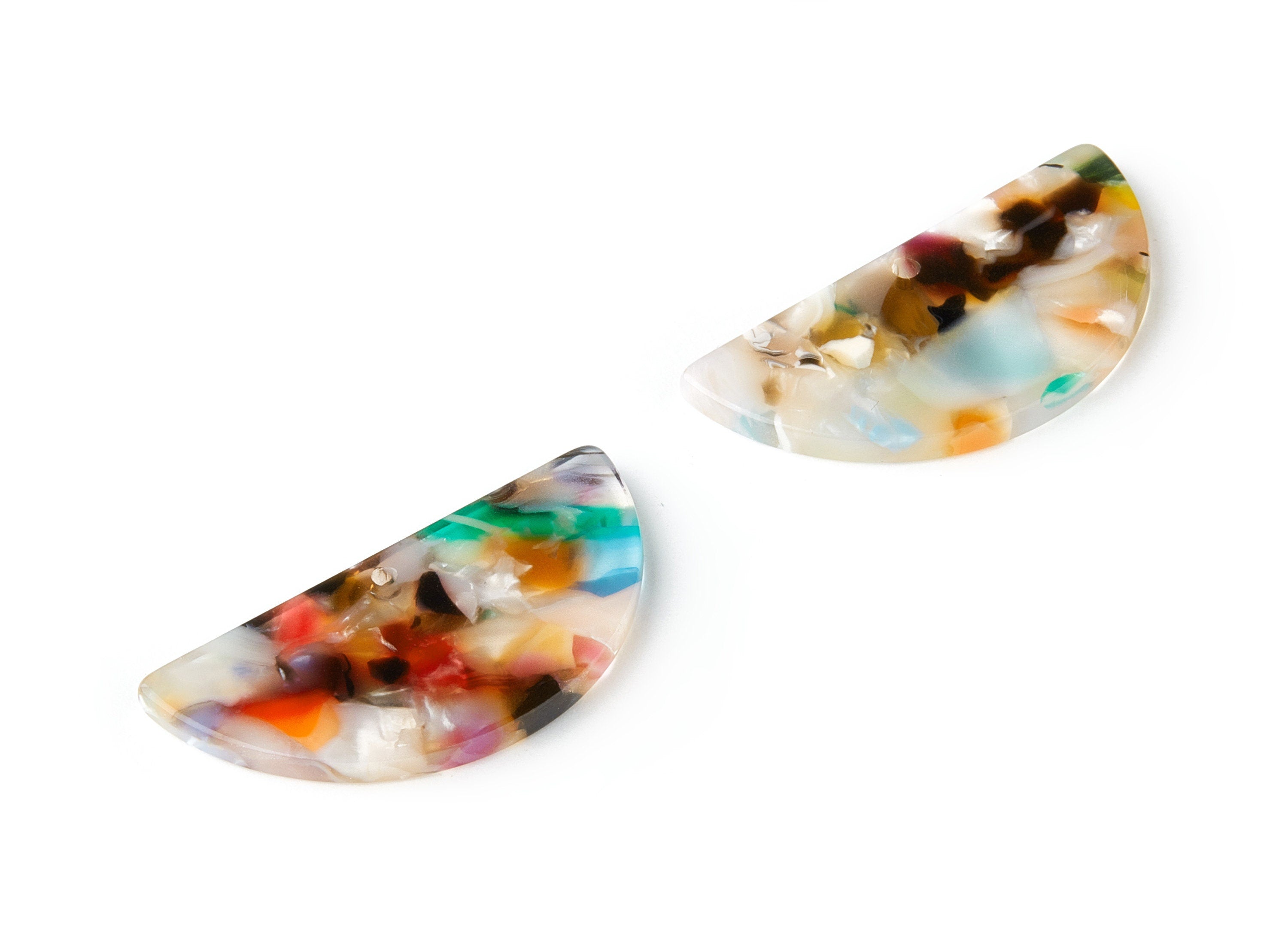 Acetate Semi circle Earring Charms - D Shaped Pendant - Earring Findings - Jewellery Supplies - Color Code: A59 - 36.4x17.7x2.5mm - AC1564A - DOMEDBAZAAR