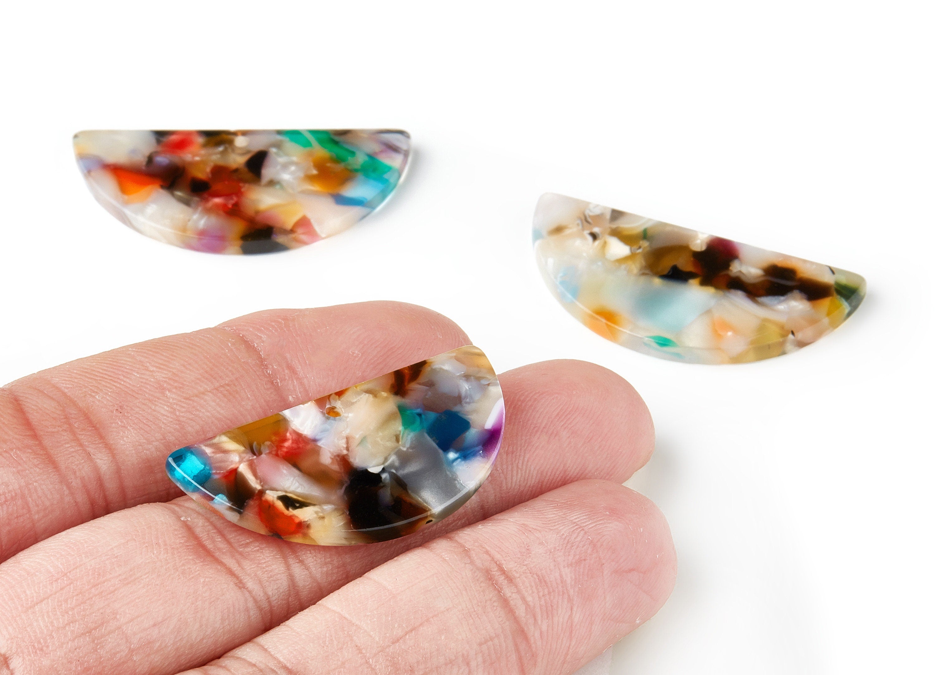 Acetate Semi circle Earring Charms - D Shaped Pendant - Earring Findings - Jewellery Supplies - Color Code: A59 - 36.4x17.7x2.5mm - AC1564A - DOMEDBAZAAR