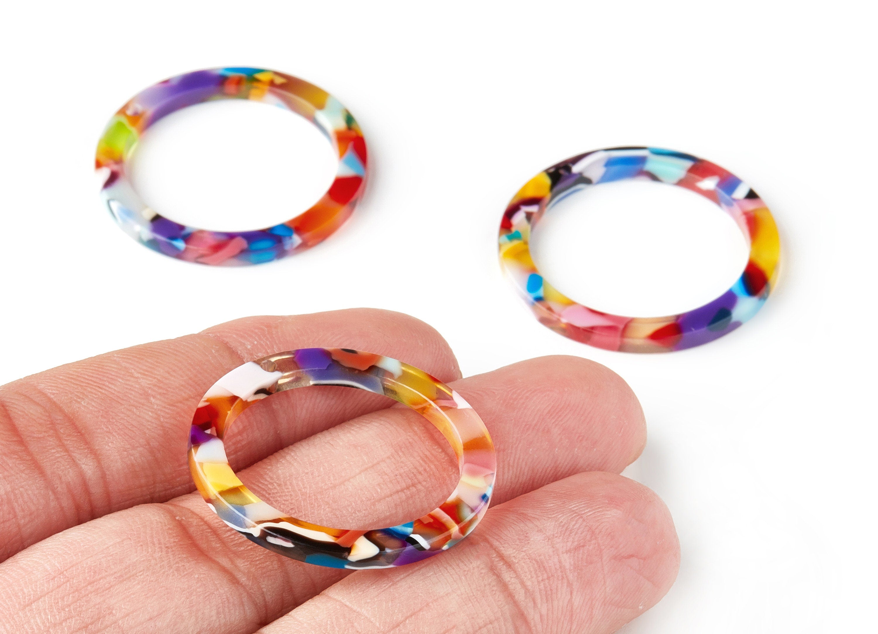 Acetate Hoop Earring Charms - Circle Shaped Pendant - Earring Findings - Jewelry Supplies - Color Code: A21 - 29.8x29.8x2.52mm - AC1119-A21 - DOMEDBAZAAR