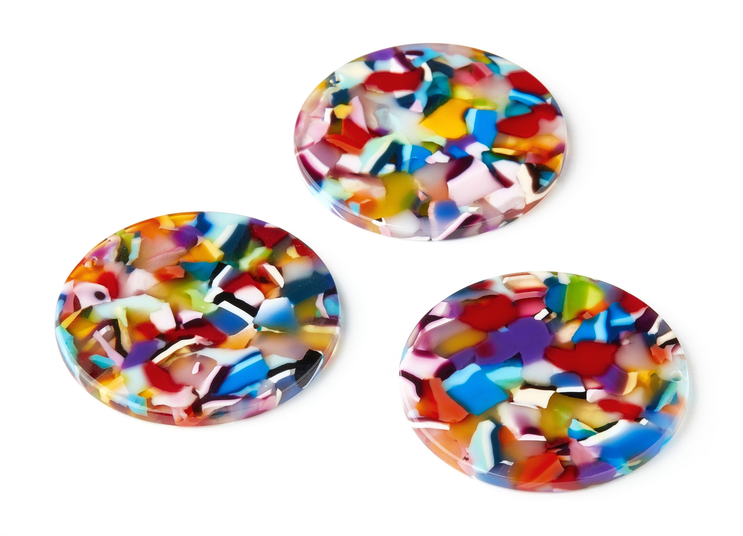 Acetate Round Earring Charms - Coin Pendant - Earring Findings - Jewelry Supplies - Color Code:A21 - 37.2x37.2x2.5mm - AC1571-A21 - DOMEDBAZAAR