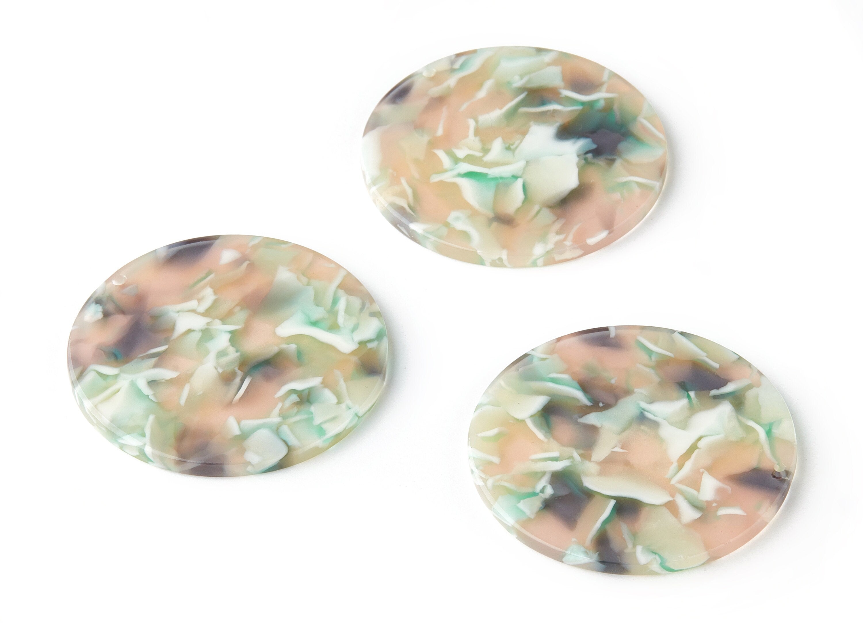 Acetate Round Earring Charms - Coin Shaped Charm - Earring Findings - Jewelry Supplies - Color Code:A265 - 37.2x37.2x2.5mm - AC1571-A265 - DOMEDBAZAAR