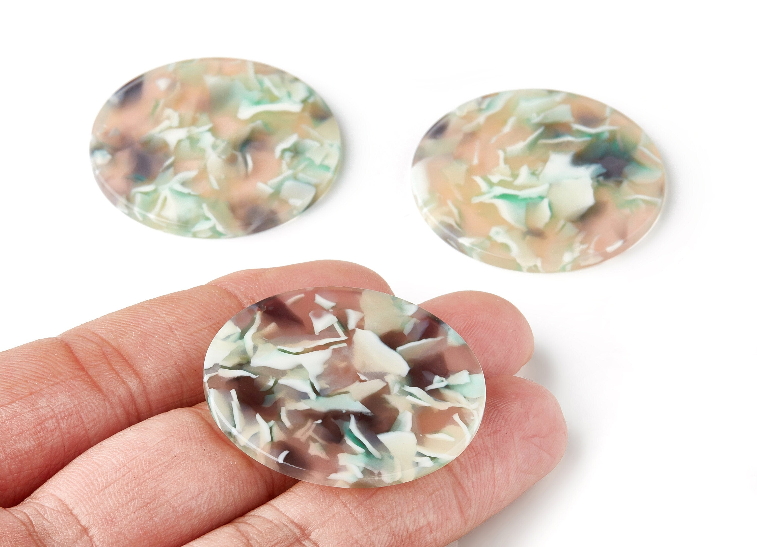 Acetate Round Earring Charms - Coin Shaped Charm - Earring Findings - Jewelry Supplies - Color Code:A265 - 37.2x37.2x2.5mm - AC1571-A265 - DOMEDBAZAAR